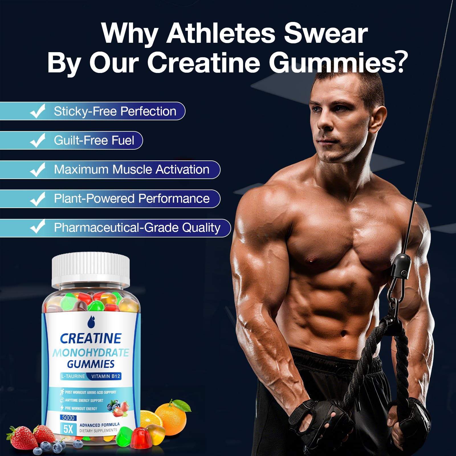 MaxHemp Creatine Gummies for Men & Women - Creatine Monohydrate Gummies 5g, Muscle Builder, Energy Boost & Pre-Workout Supplement, MaxHemp uk supplements