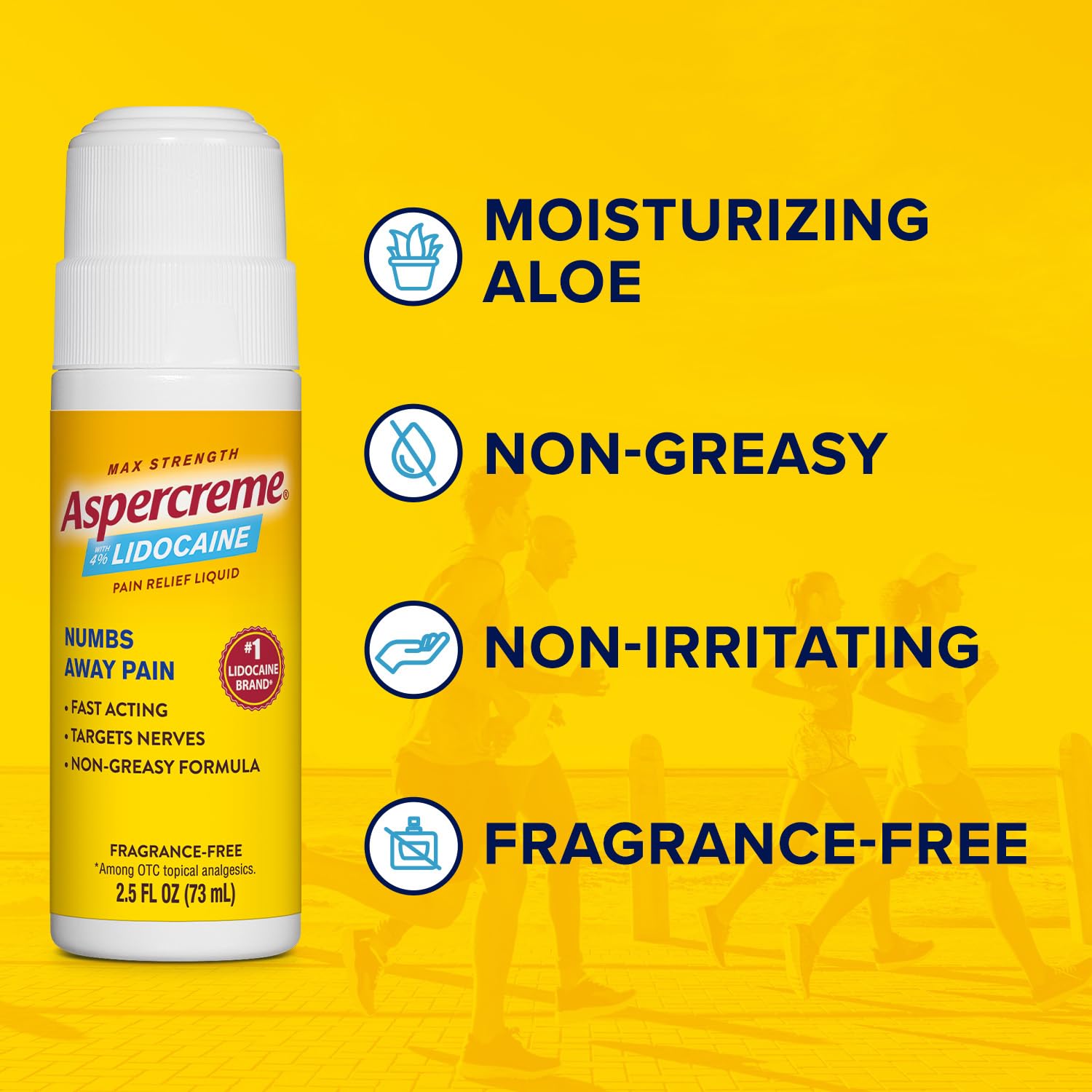 Aspercreme Odor Free Max Strength Lidocaine Pain Relief Liquid with Roll-On No Mess Applicator, 2.5 oz. Aspercreme uk supplements