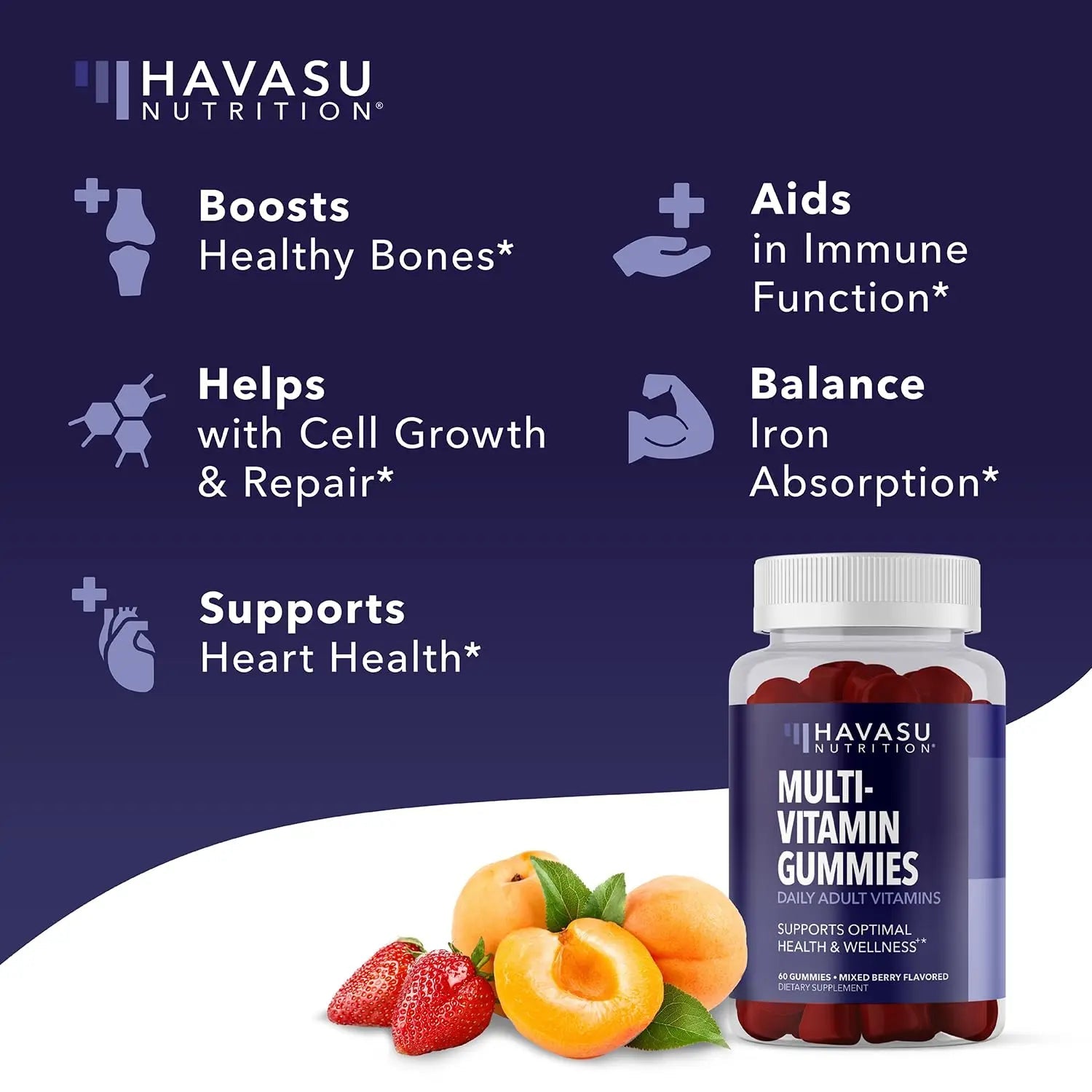 Multivitamin Gummies for Adults - Daily Gummy with Vitamin C, D, and Zinc for Men and Women - 60 Count - GLP-1 Nutritional Support HAVASU NUTRITION uk supplements