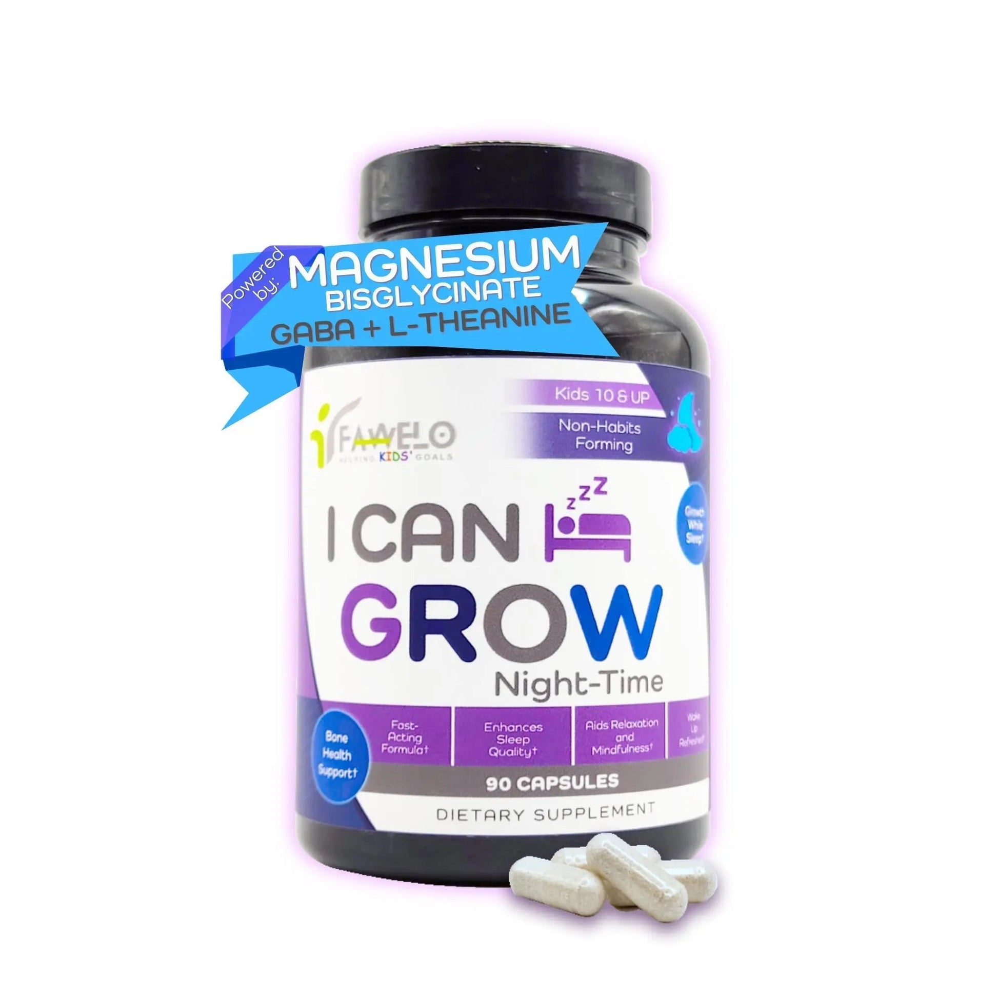 I Can Grow NightTime Kids Vitamins Multivitamin Sleep Aid | Magnesium for Kids with Magnesium Bisglycinate | Natural Calm & Recovery | Fawelo uk supplements