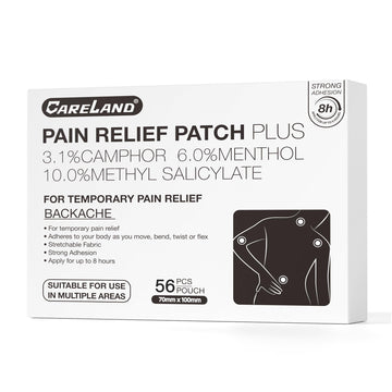 CARELAND Compound Pain Relief Patches, 56 Count (7cm x 10cm) - OTC with Stronger Adhesion for Back, Shoulder, Knee, Large Size CARELAND uk supplements