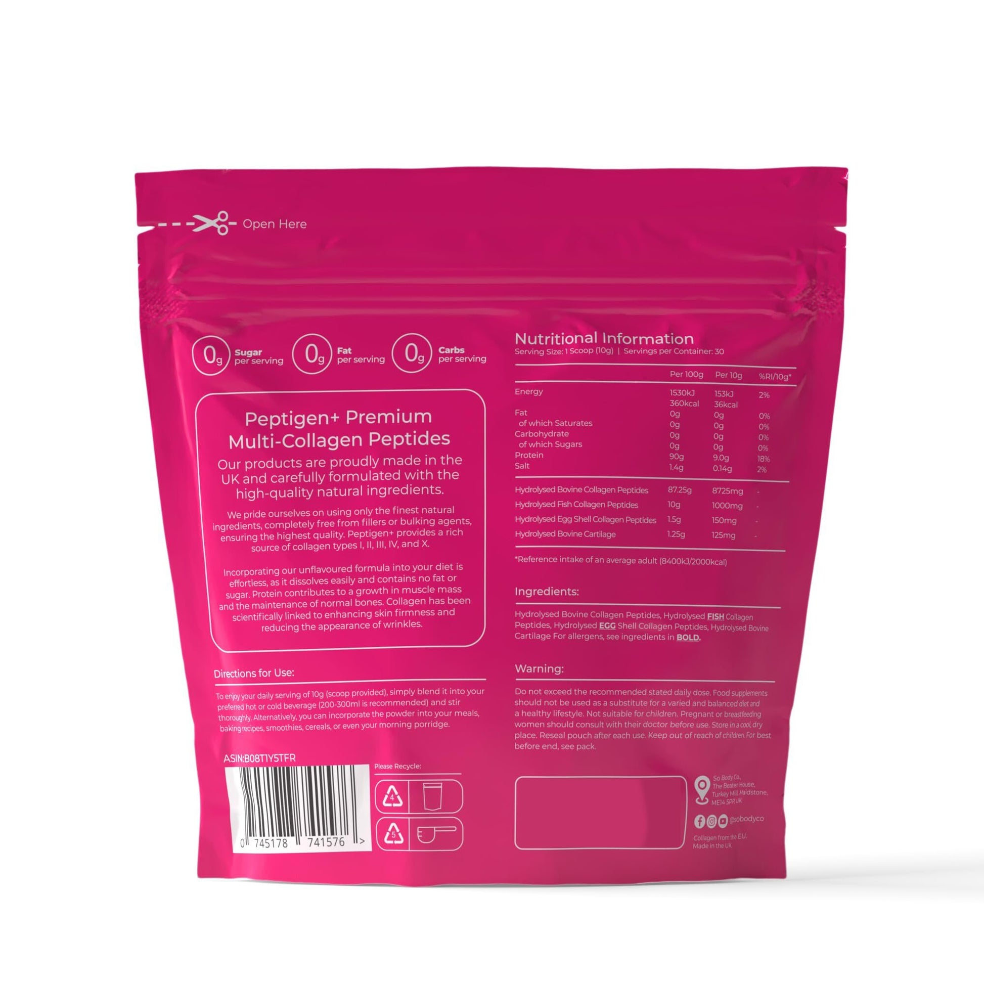 SoBodyCo Premium Collagen Supplement, Unique 5 Types of Collagen Powder, 300000mg, Collagen Peptides, Collagen So Body Co uk supplements