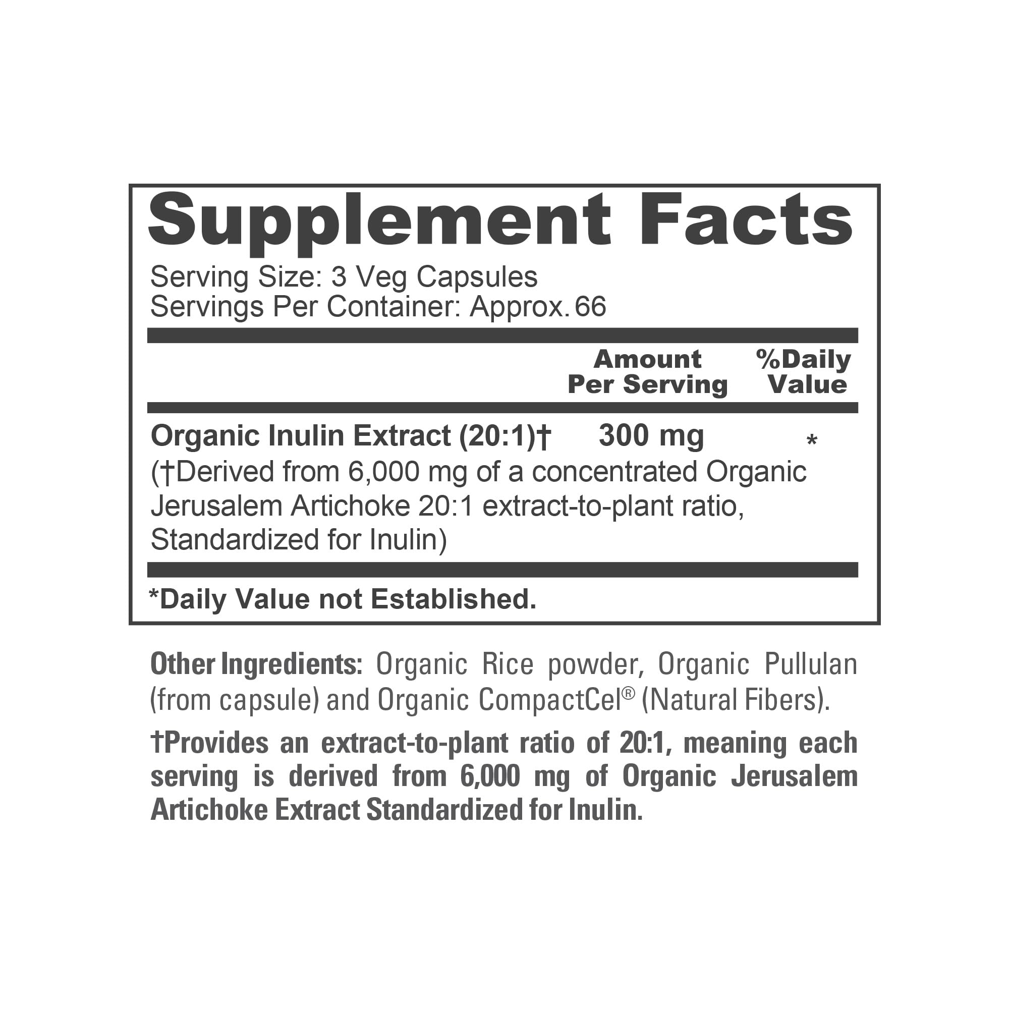 NusaPure Inulin Powder 20:1 Extract, 300 mg Equivalent to 6,000mg | 200 Veg Capsules |USDA Organic Suitable for Vegetarians, Vegan, Non-GMO Supplement NusaPure uk supplements