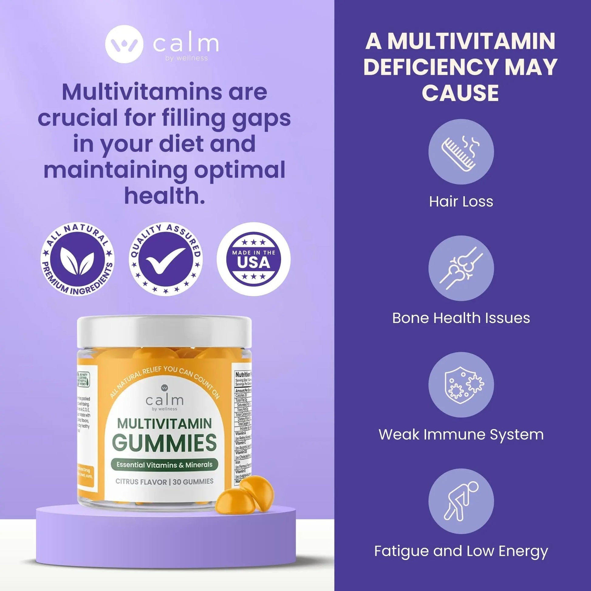 Calm by Wellness Multivitamin Gummies - All Natural Vegan Adult Multivitamin Gummy - Packed with Antioxidant Vitamins C & E, B12, B6 Calm by Wellness uk supplements