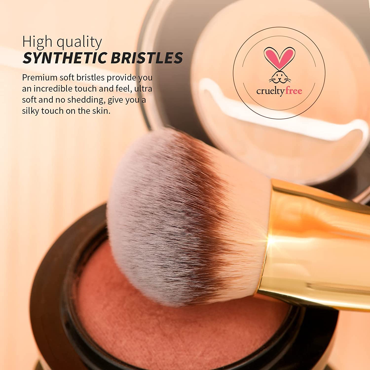 DUcare Dual End Foundation Contour Bronzer Brush, Gold Glitter Handle Double Ended Professional Face Makeup Tool for Liquid Cream Powder DUcare uk supplements