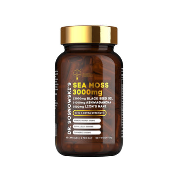 Dr Sosnowski's BioActive Sea Moss | 8-in-1 Formula Enriched with Black Seed, Ashwagandha, Turmeric, Manuka Honey, Lion's Mane, Royal Jelly, Bee Propolis Extract | 60 Capsules Dr Sosnowski's uk supplements