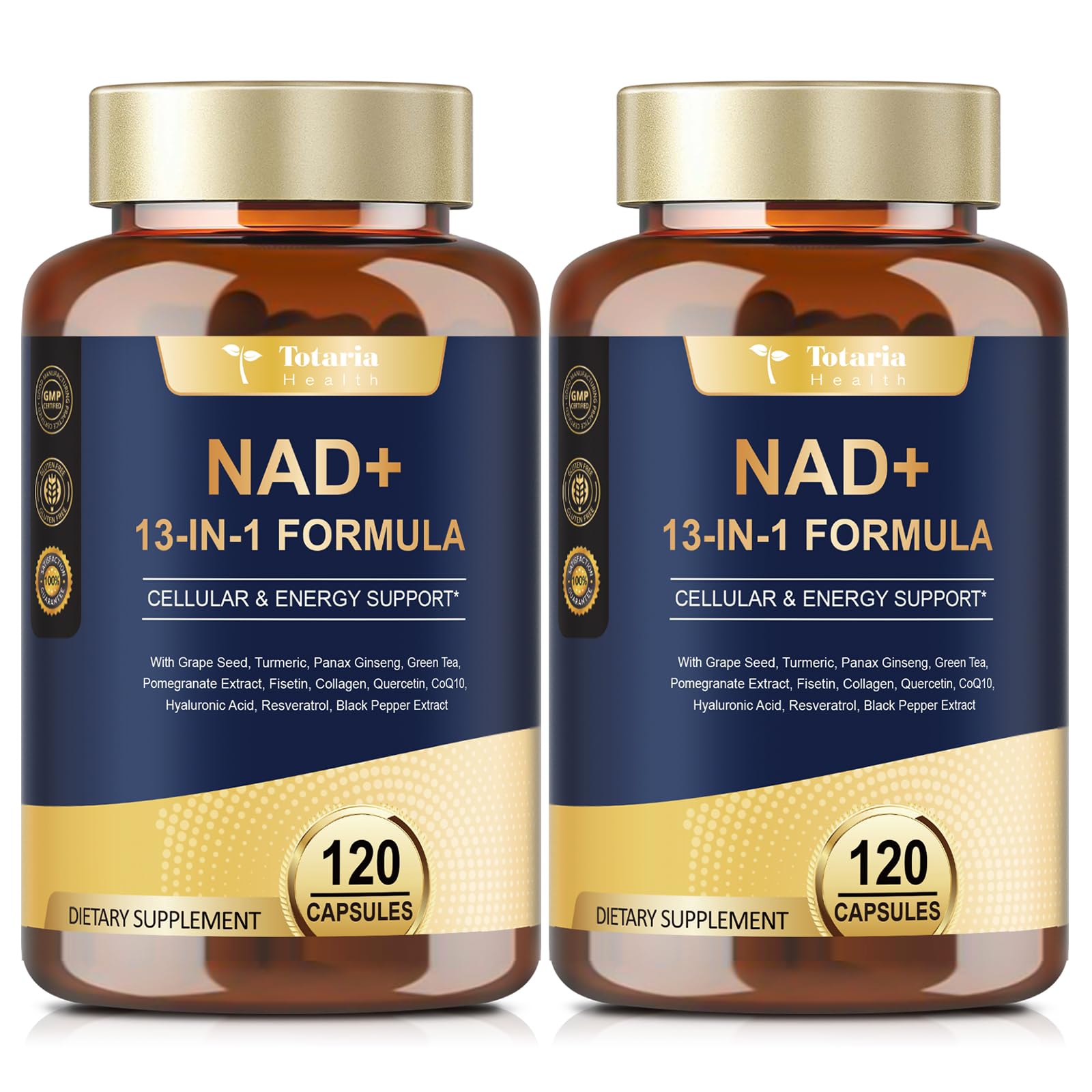 Totaria (2 Packs) NAD Supplement for Women Men with nicotinamide riboside resveratrol,Quercetin, Betaine Boost NAD+ Levels NAD Plus Supplement for Anti Aging, Energy, Immune, Focus 120 Capsules Totaria uk supplements