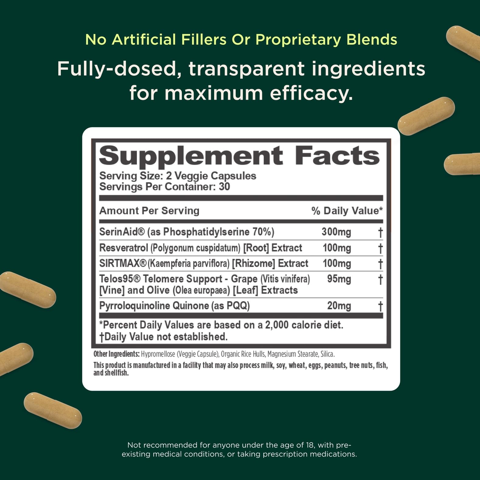 The Genius Brand Genius Eternal - Cellular Repair Supplement for Daily Clarity - Supports Brain Health, Endurance, Energy, Focus, Memory & Vitality - Non-GMO - 60 Veggie Capsules The Genius Brand uk supplements