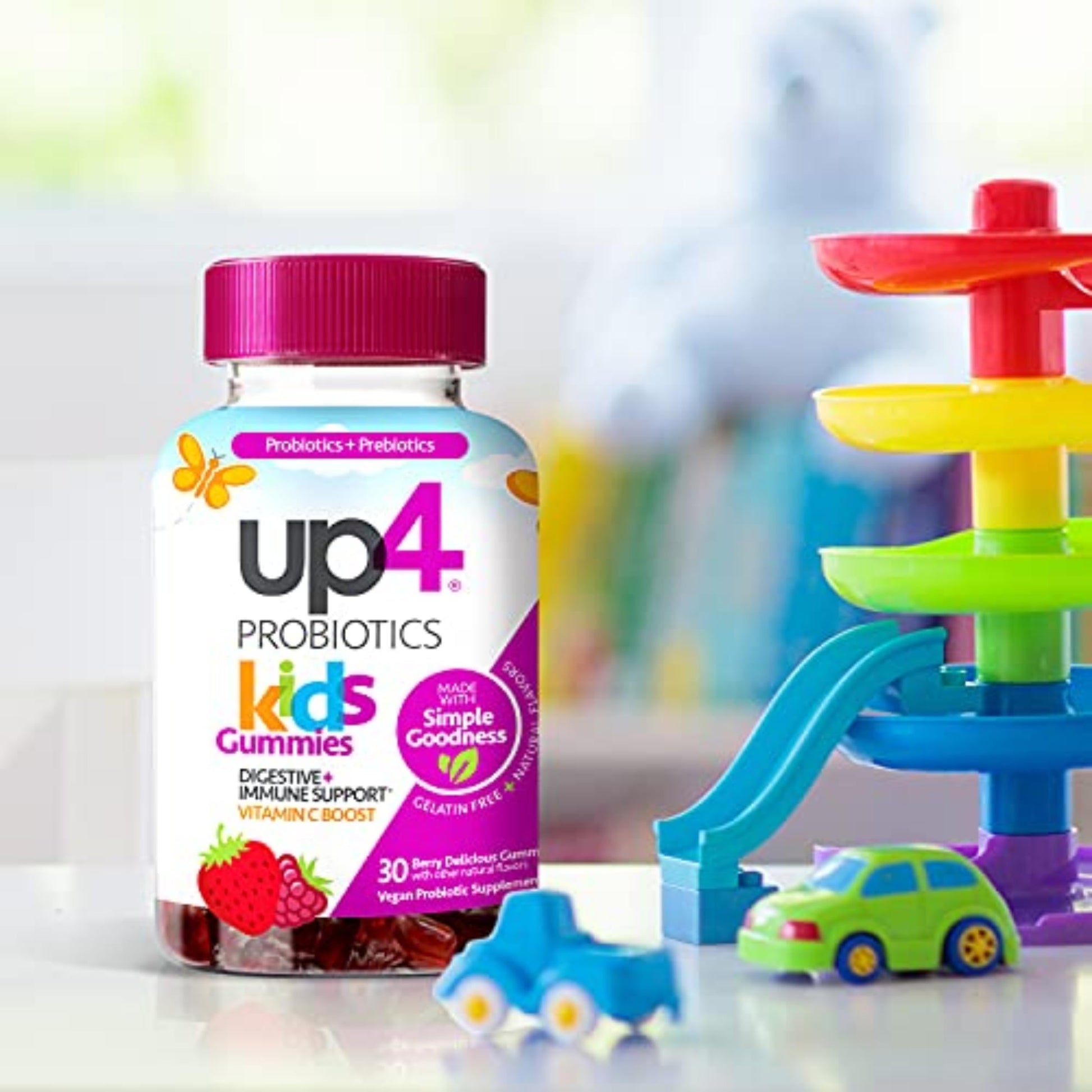 up4 Kids Probiotic Gummies, Digestive and Immune Support with Prebiotics and Vitamin C, Gelatin Free, Gluten Free and Non-GMO, For Ages 3+, 30 count up4 uk supplements