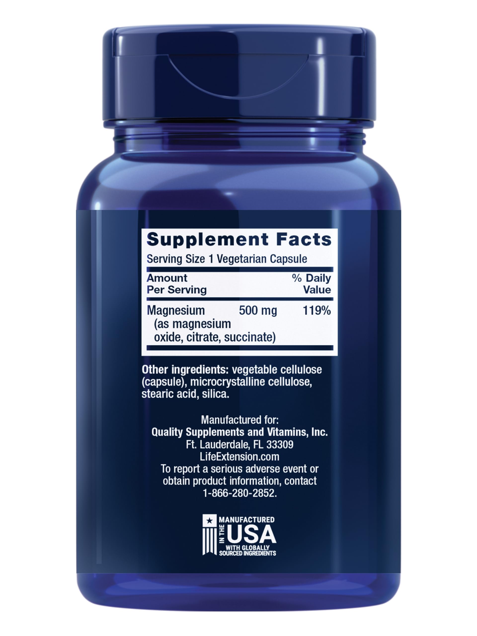 Life Extension Magnesium Caps, 500 mg, Magnesium Oxide, Citrate, and Succinate, Heart Health, Healthy Bones, Metabolism Support, 100 Vegetarian Capsules Life Extension uk supplements