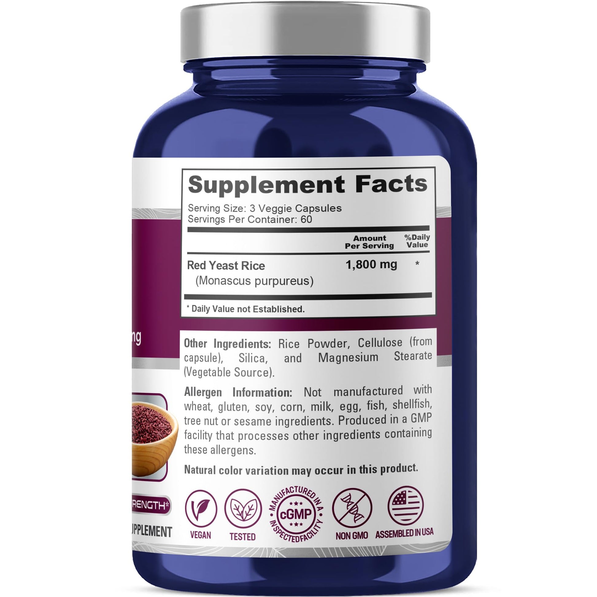 NusaPure Red Yeast Rice 1800mg 180 Veggie Capsules (Non-GMO, Vegan) NusaPure uk supplements