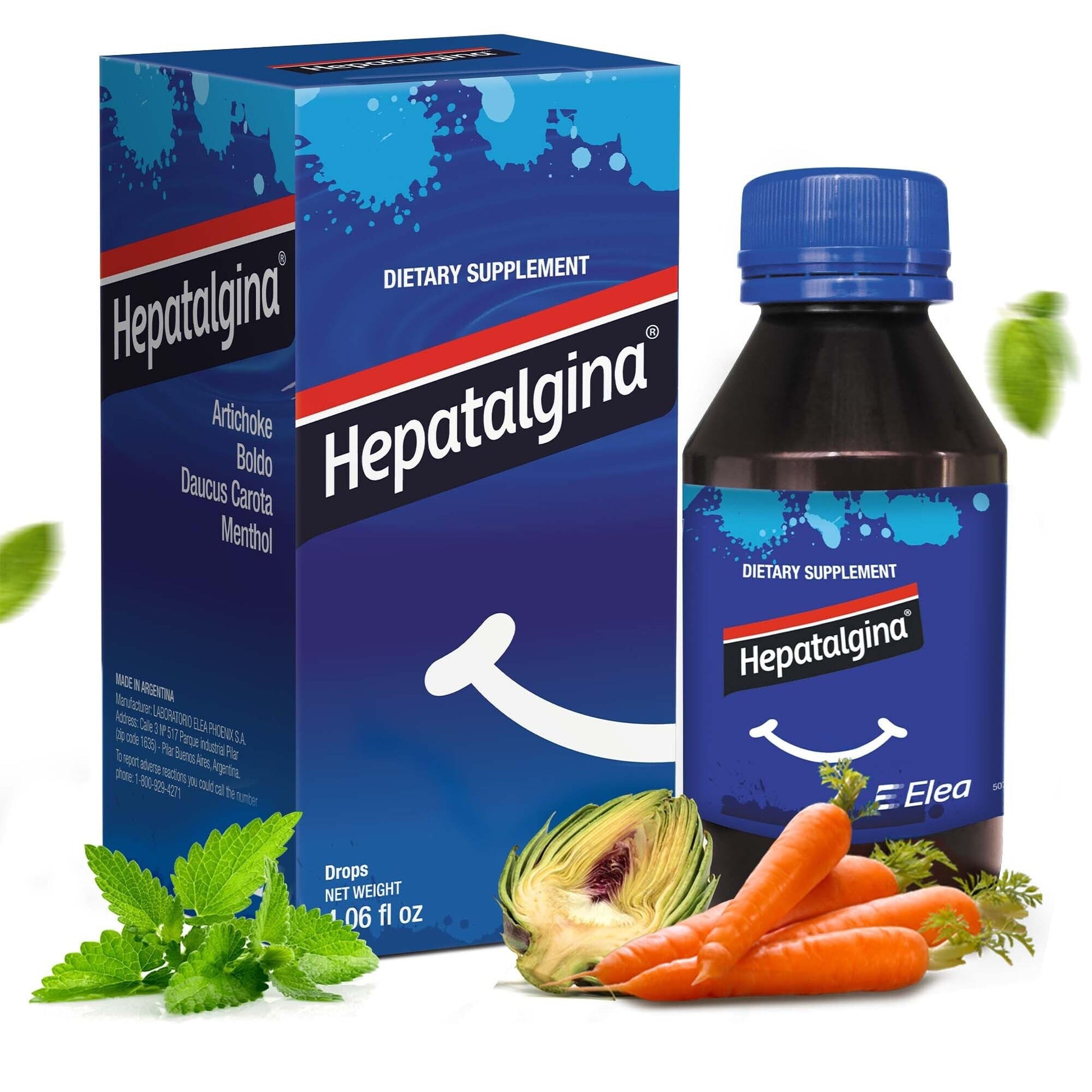 Hepatalgina Liver Support Digestive Protector - Liquid Herbal Supplement with Artichoke Extract for Liver Cleanse Detox & Repair - Liver Detox Cleanse Drops with Mint, Boldo & Carrot - 120 ml Hepatalgina uk supplements