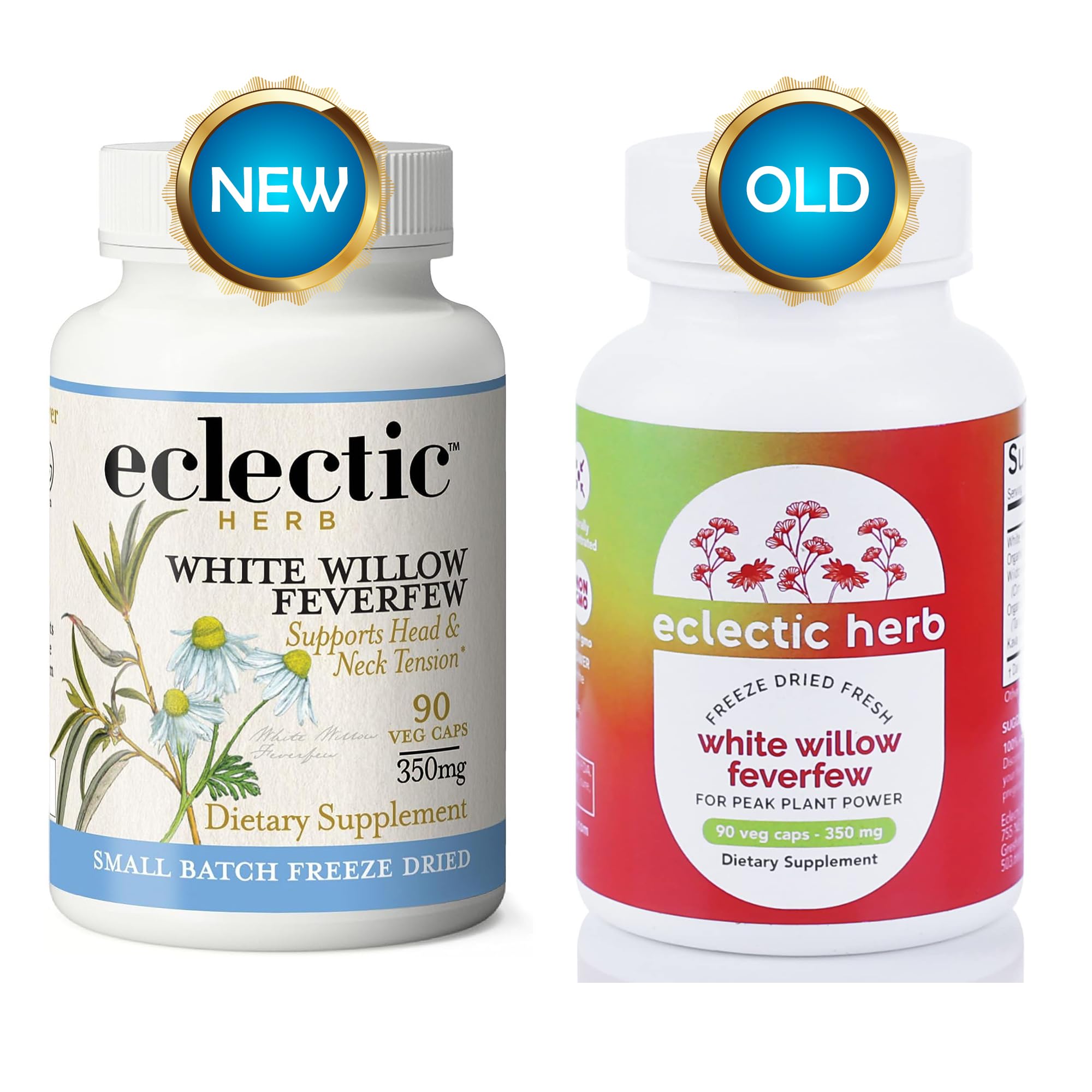 Eclectic Institute Raw Fresh Freeze-Dried Non-GMO White Willow - Feverfew | Support Body's Response to Occasional Pain | 90 CT (350 mg) ECLECTIC INSTITUTE uk supplements