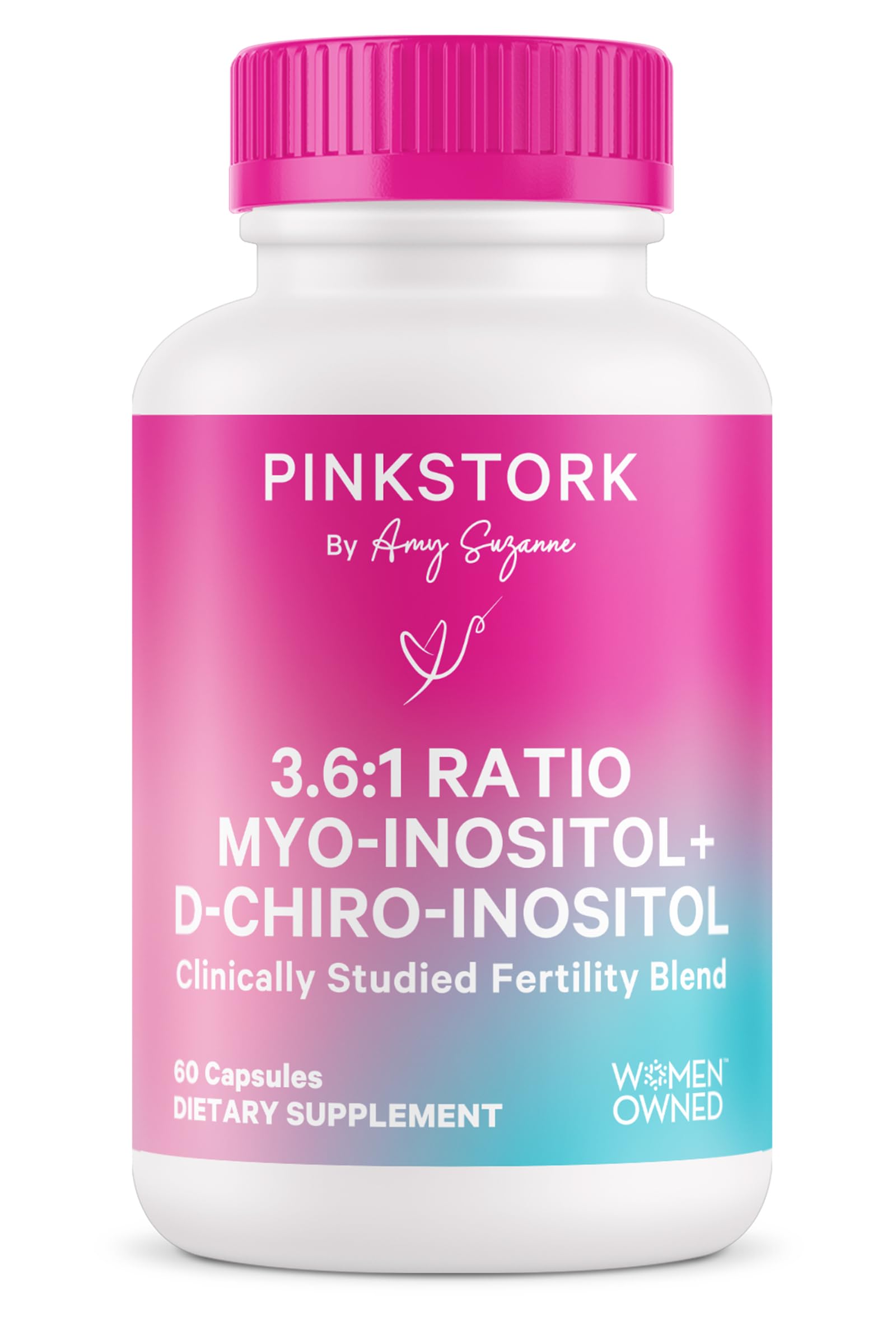 Pink Stork Myo-Inositol & D-Chiro Inositol: 3.6:1 Blend to Support Fertility, Hormone Balance for Women - Ovarian Function, Ovulation, Conception, and Period Support Supplement - 60 Capsules Pink Stork uk supplements