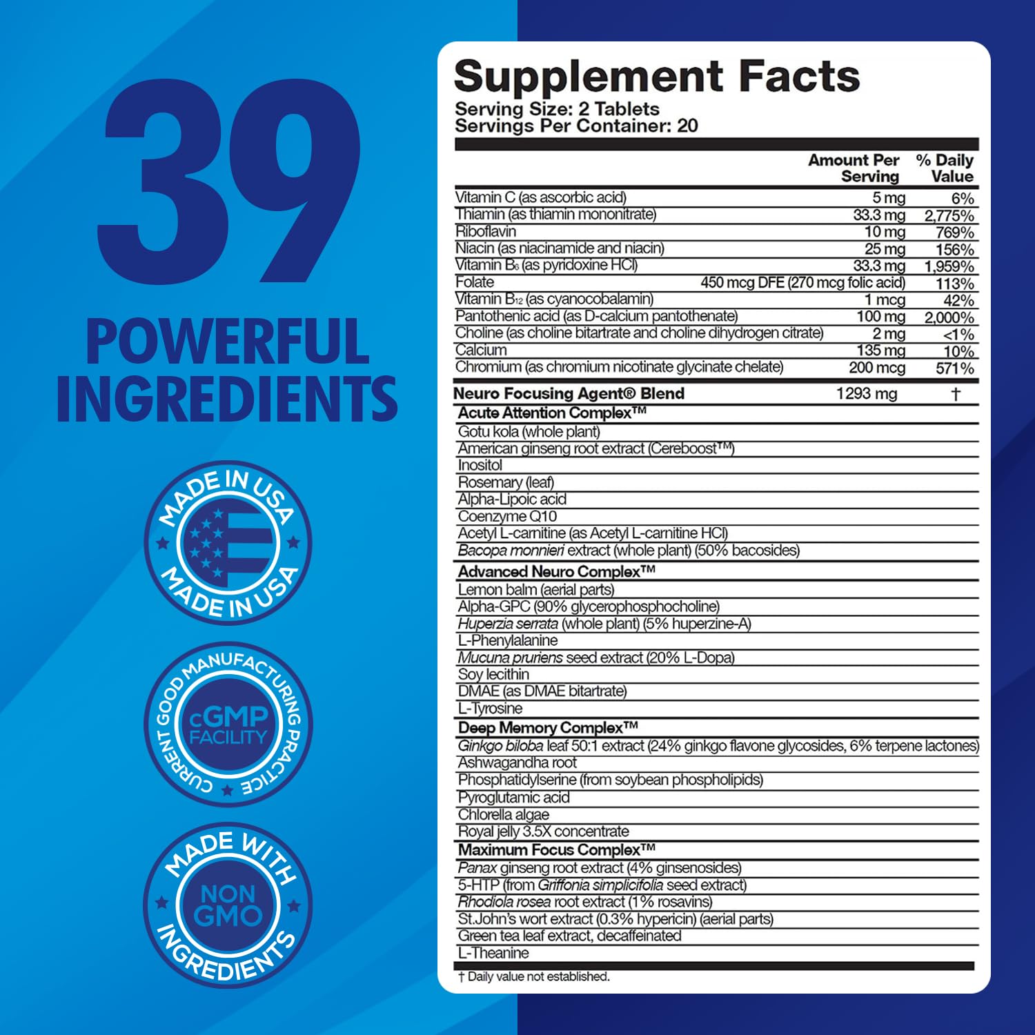 Focus Fast Brain Supplement - Improve Working Memory, Enhance Focus, Boost Cognition in as Little as 1 Hour. Caffeine/Stimulant Free Nootropic Focus Fast uk supplements
