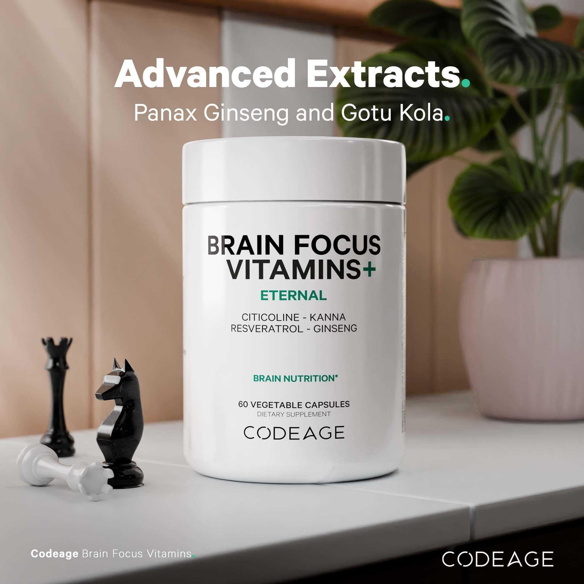 Codeage Brain Focus Vitamins+ Nootropic Supplement with Citicoline as Cognizin, Panax Ginseng, Resveratrol, Gotu Kola, Vitamin B12 Methylcobalamin - Liposomal Delivery - Non-GMO - 60 Capsules Codeage uk supplements