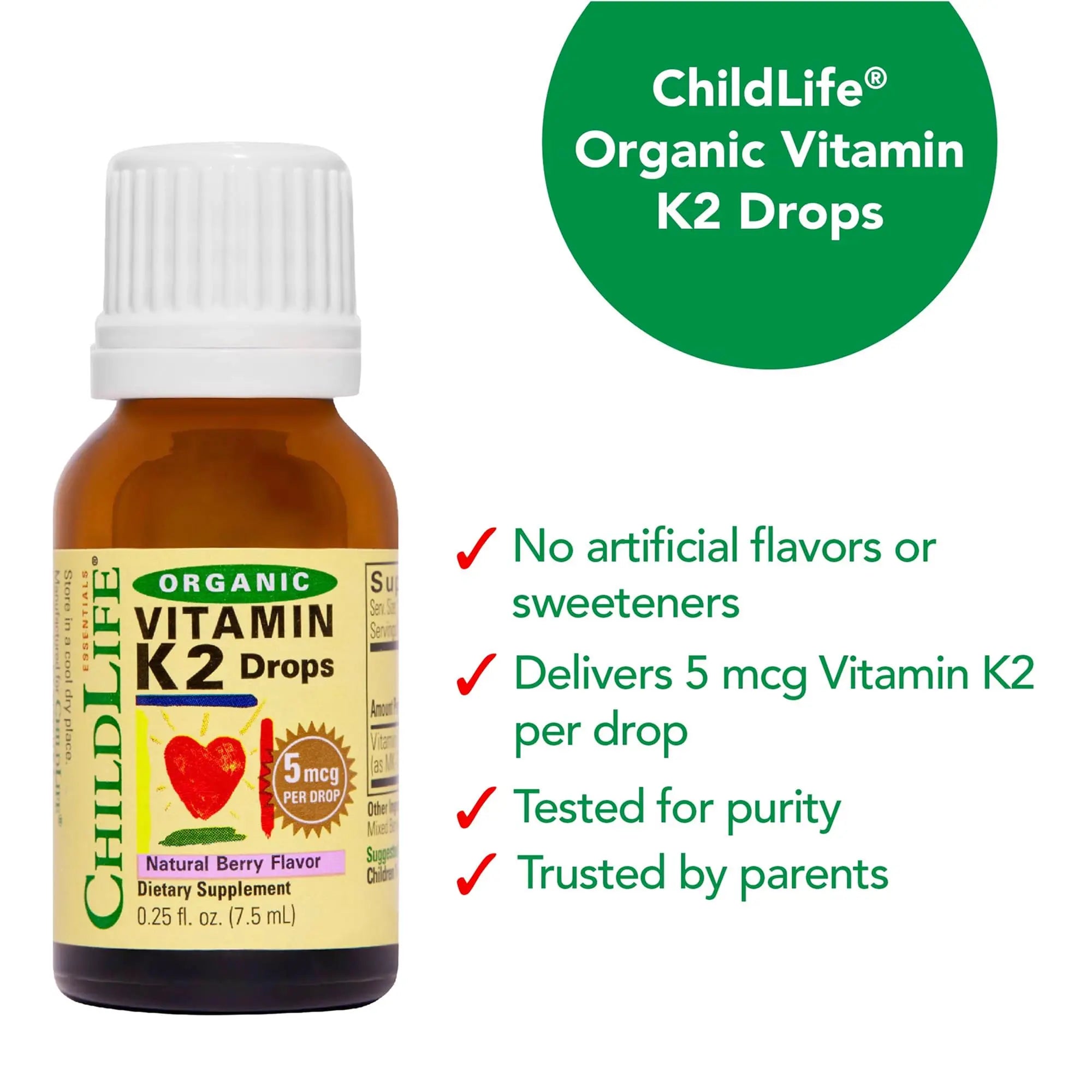 CHILDLIFE Essentials Organic Vitamin K2 Drops - Infant Toddler Baby Vitamin K, K2 Supplement, Vitamin K2 MK7, Liquid K2, Vitamin K Drops CHILDLIFE ESSENTIALS uk supplements