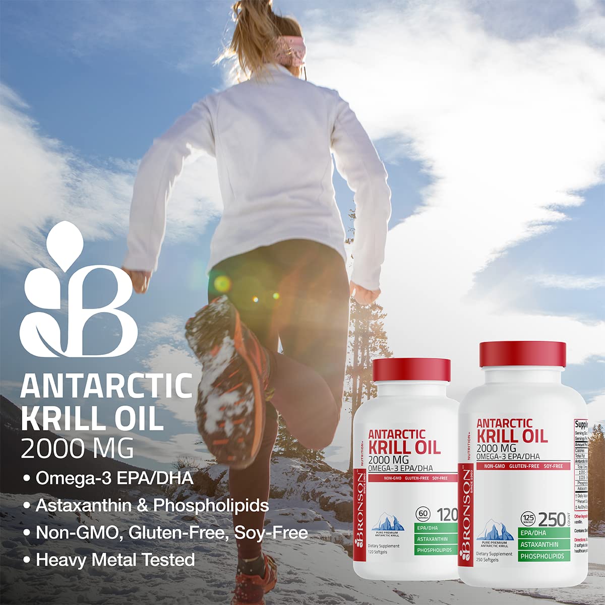 Bronson Antarctic Krill Oil 2000 mg with Omega-3s EPA, DHA, Astaxanthin and Phospholipi Bronson uk supplements