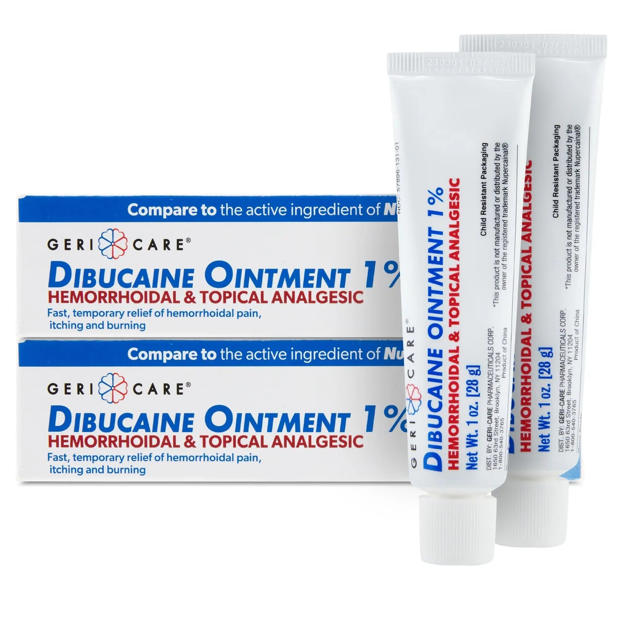 GeriCare Dibucaine Hemorroid Ointment 1% Pain-Relief Hemorrhoid Cream |Hemorroidal & Topical Analgesic| Quick Relief from Burning & Itching | Fast-Acting External Hemorrhoid Treatment 1oz (2 Pack) GeriCare uk supplements