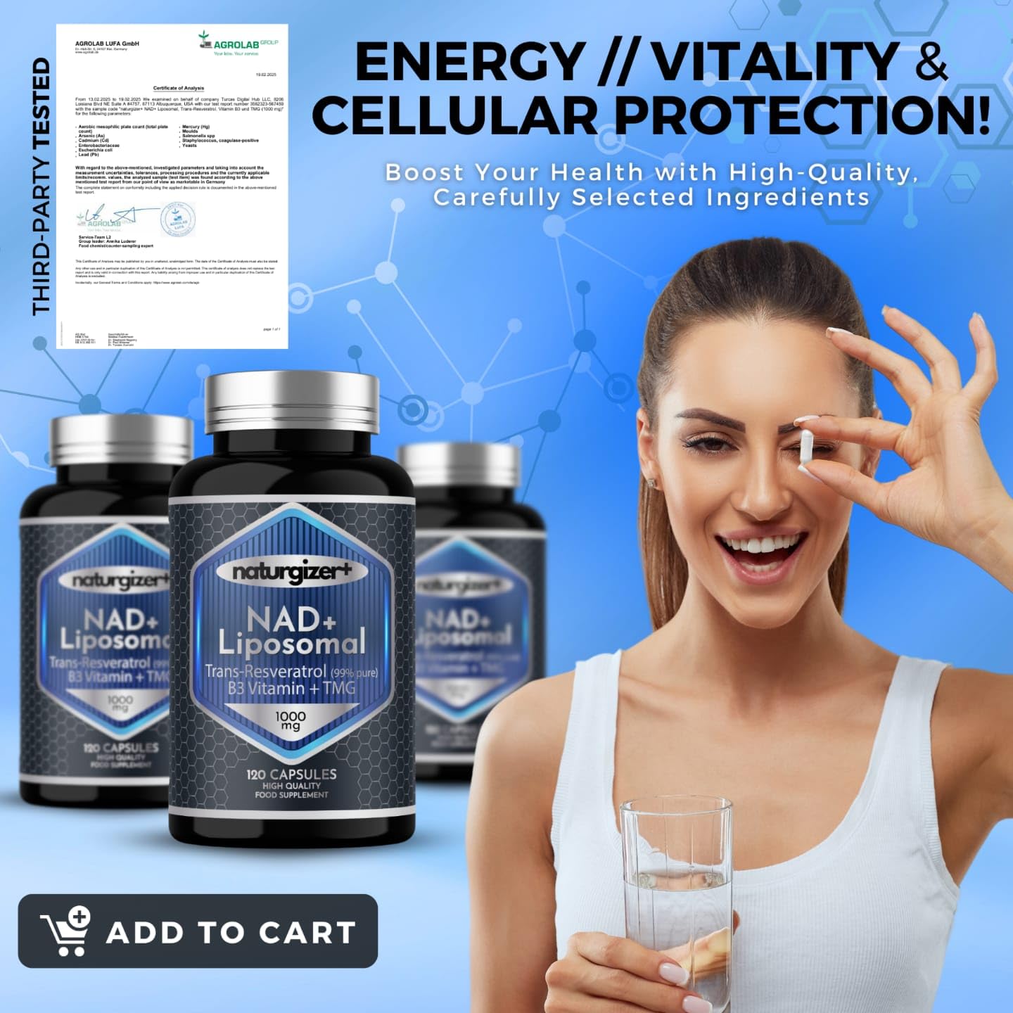 naturgizer+ Liposomal NAD+ Supplement with Resveratrol, TMG & Vitamin B3 | 4-in-1 Healthy Aging & Cellular Energy Support | High Absorption NAD Plus for Men & Women Over 40 | 120 Capsules naturgizer+ uk supplements