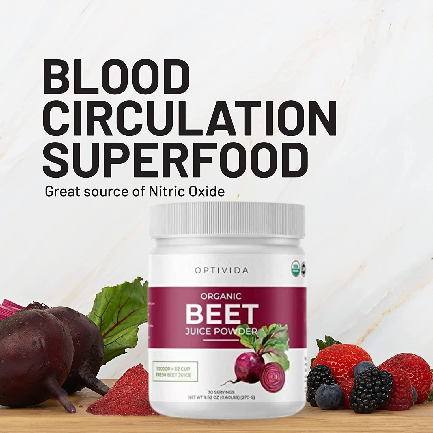 OPTIVIDA Nitric Oxide Beet Powder Organic | All Natural Beets Roots Supplements OPTIVIDA uk supplements