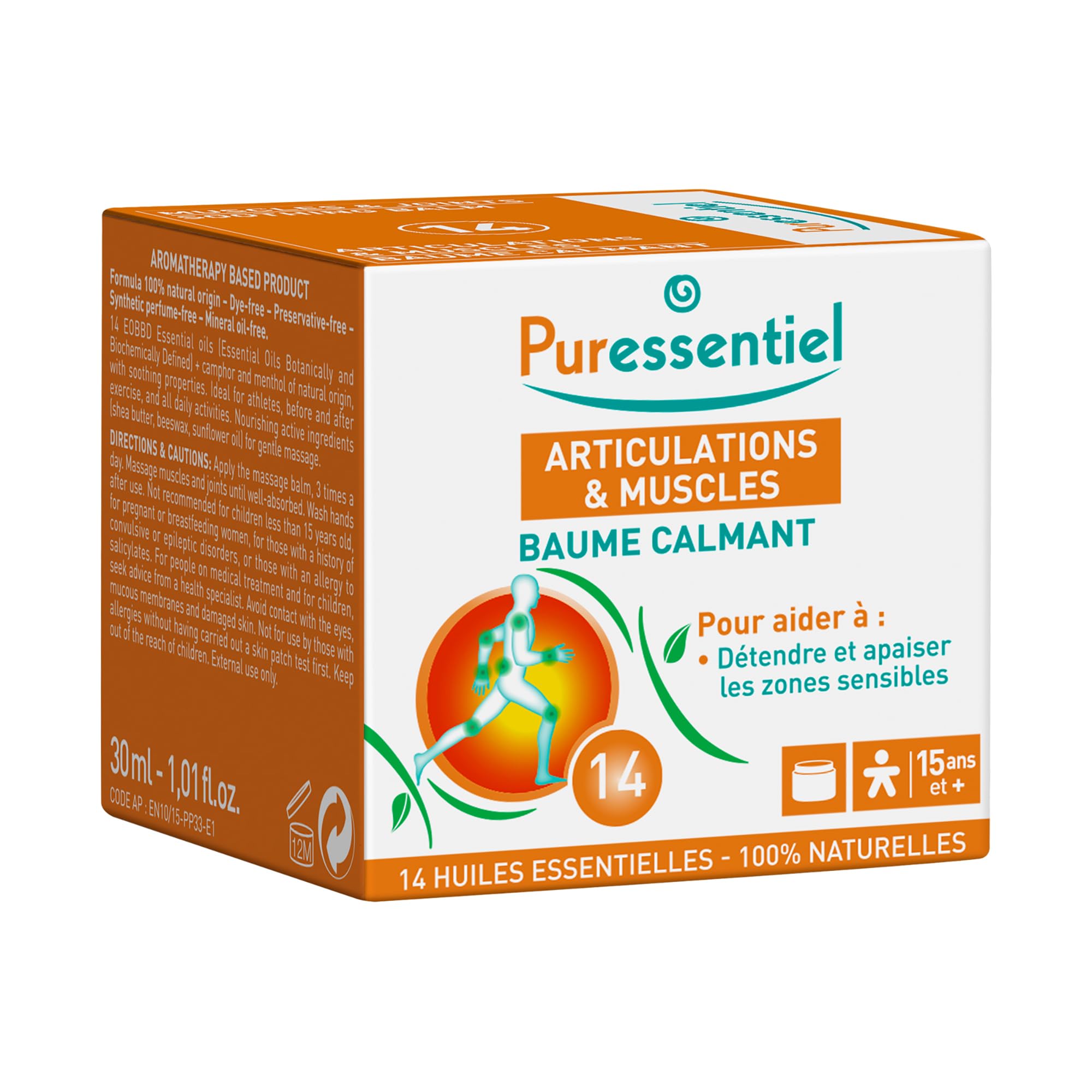 Puressentiel Muscle and Joints Balm - Essential Oil and Shea Butter Balm for Back and Neck Massage - Dye-Free, No Preservatives - 1.01 oz Puressentiel uk supplements