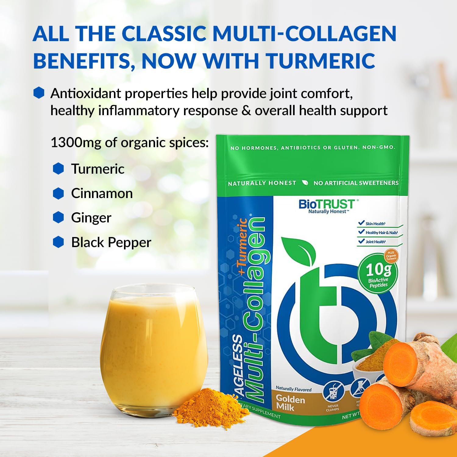 BioTrust Collagen Powder with Turmeric – 5 Types (I, II, III, V, X) + Turmeric BioTrust uk supplements