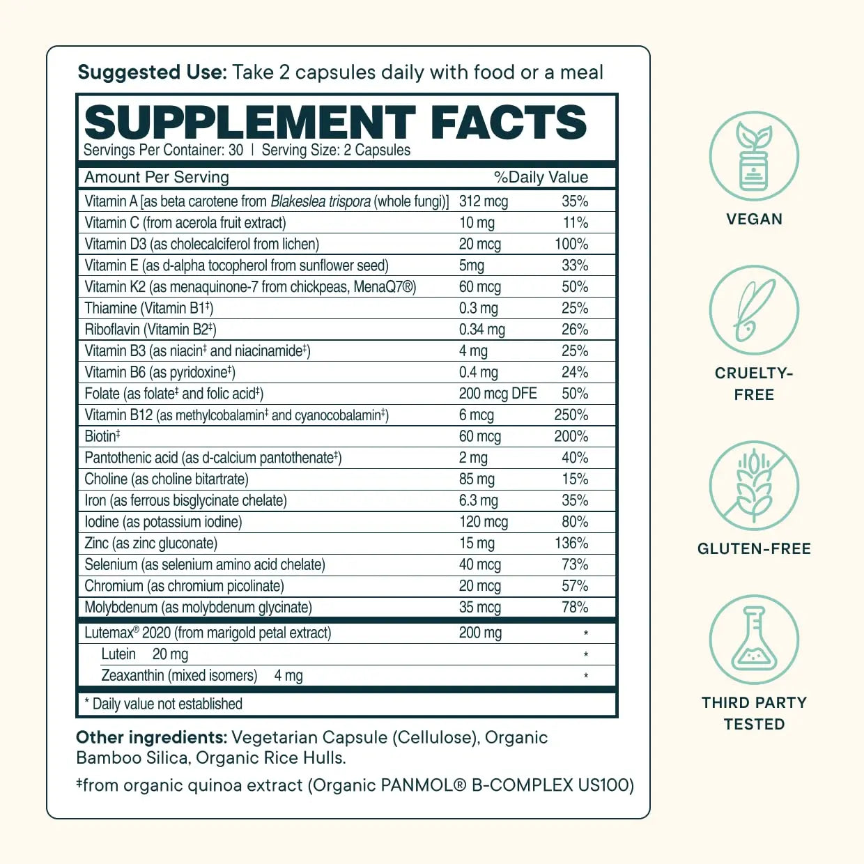 Ora Organic Plant Based Multivitamin for Women and Men, Bluelight Protection - Brain, Eye, Energy, Immune, Skin, Hair, Heart Ora Organic uk supplements