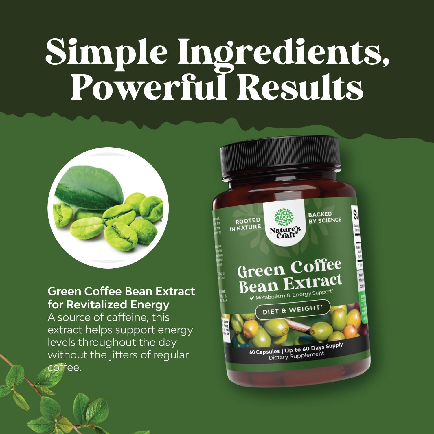 Pure Green Coffee Bean Extract - Super Energizing Green Coffee Extract with 50% Chlorogenic Natures Craft uk supplements