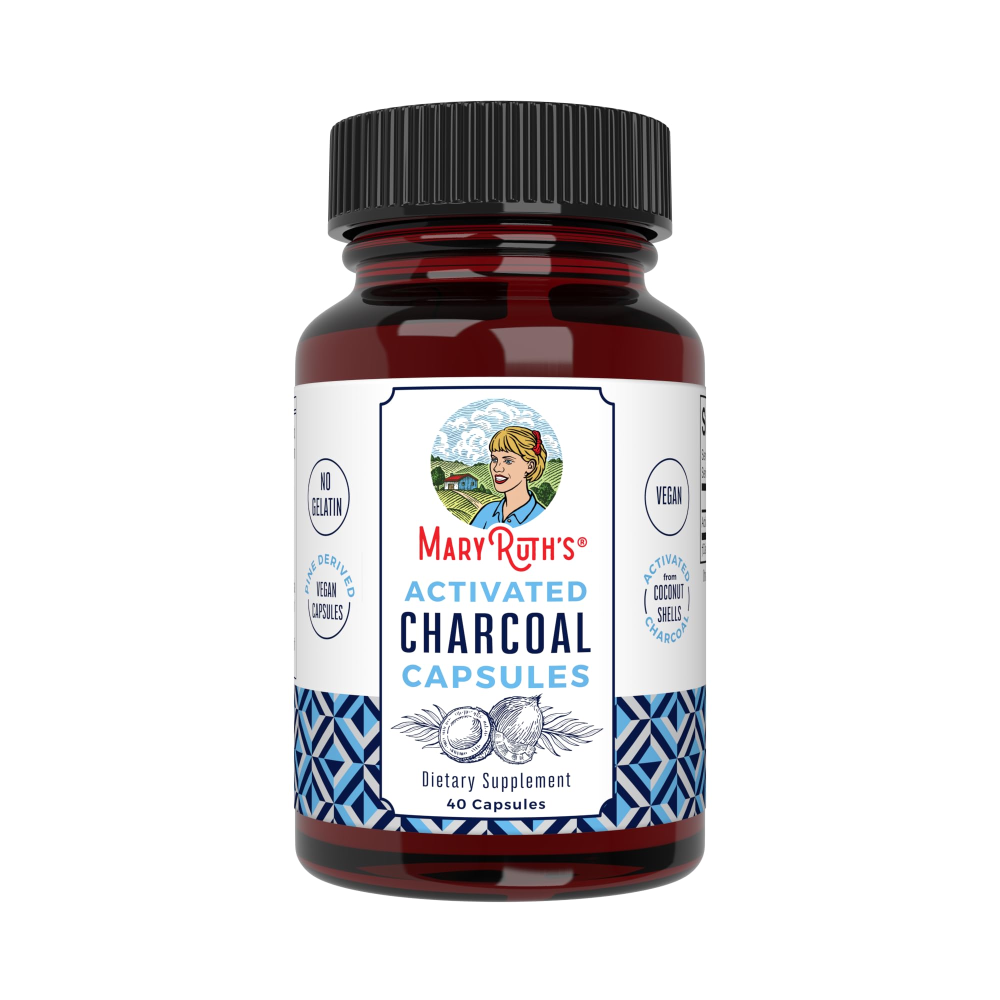 MARYRUTH'S Organics Activated Charcoal Capsules | Substance Adsorption | Derived from Coconut Shells | Vegan Capsules from Pine Trees