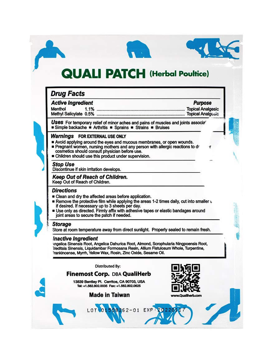Quali Herbal Poultice Pain Relief Patch Muscle Pain Joint Pain Shoulder Pain Long Lasting Pain Patch 3 Sheets Per Pack Quali-Patch uk supplements
