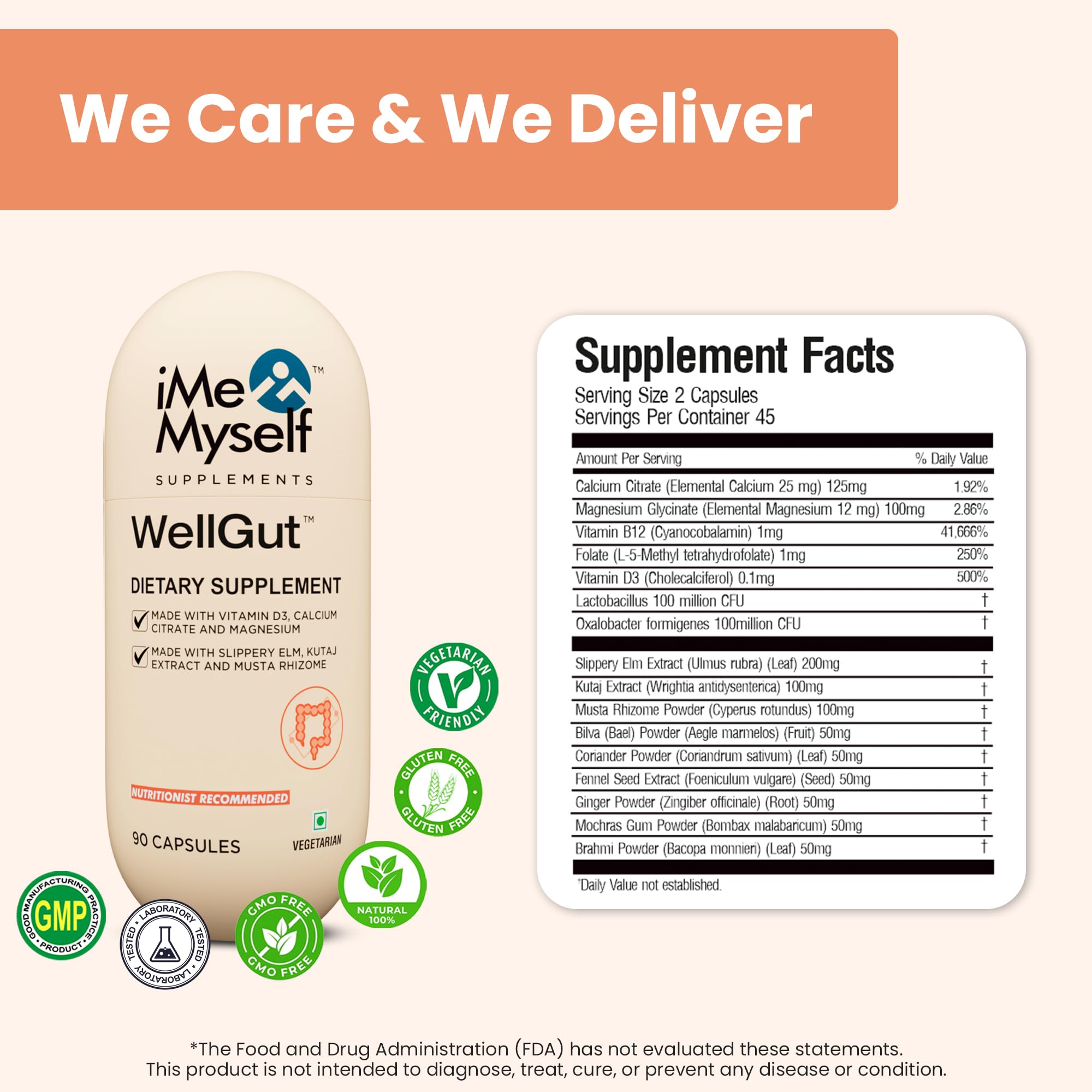 iMeMyself WellGut Daily Herbal Supplement | Traditional Herbs with Minerals & Probiotics 90 Vegan Capsules iMeMyself uk supplements