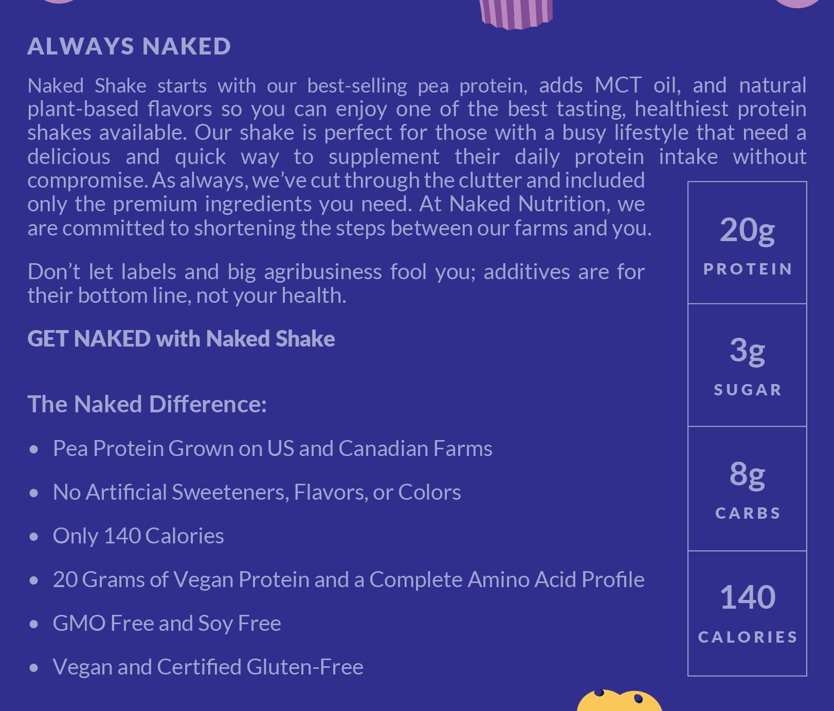 Naked Shake - Blueberry Muffin Protein Powder - Flavored Plant Based Protein Naked Nutrition uk supplements