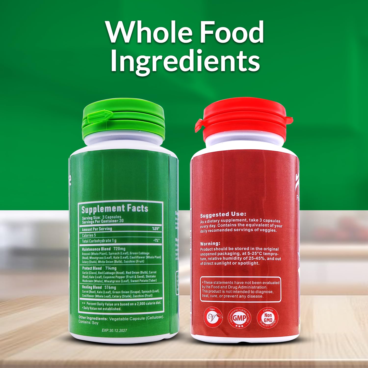 HOMERECORE Whole Food Fruits & Veggies Supplement Plant-Based, Vegan, Gluten-Free, Soy-Free No Fillers Natural Superfoods Boost Energy & Immune System for Men & Women 90 Fruit & 90 Veggie Capsules HOMERECORE uk supplements