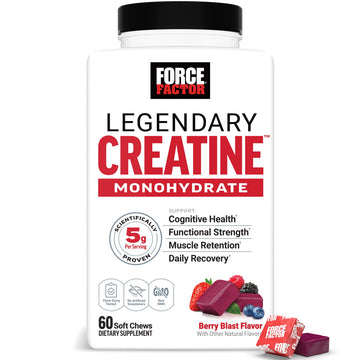 Force Factor Legendary Creatine Chews, 5g Creatine Monohydrate, Build Muscle, Improve Strength & Recovery, Support Memory & Cognitive Function, Sugar Free, Berry Blast, 60 Soft Chews Force Factor uk supplements