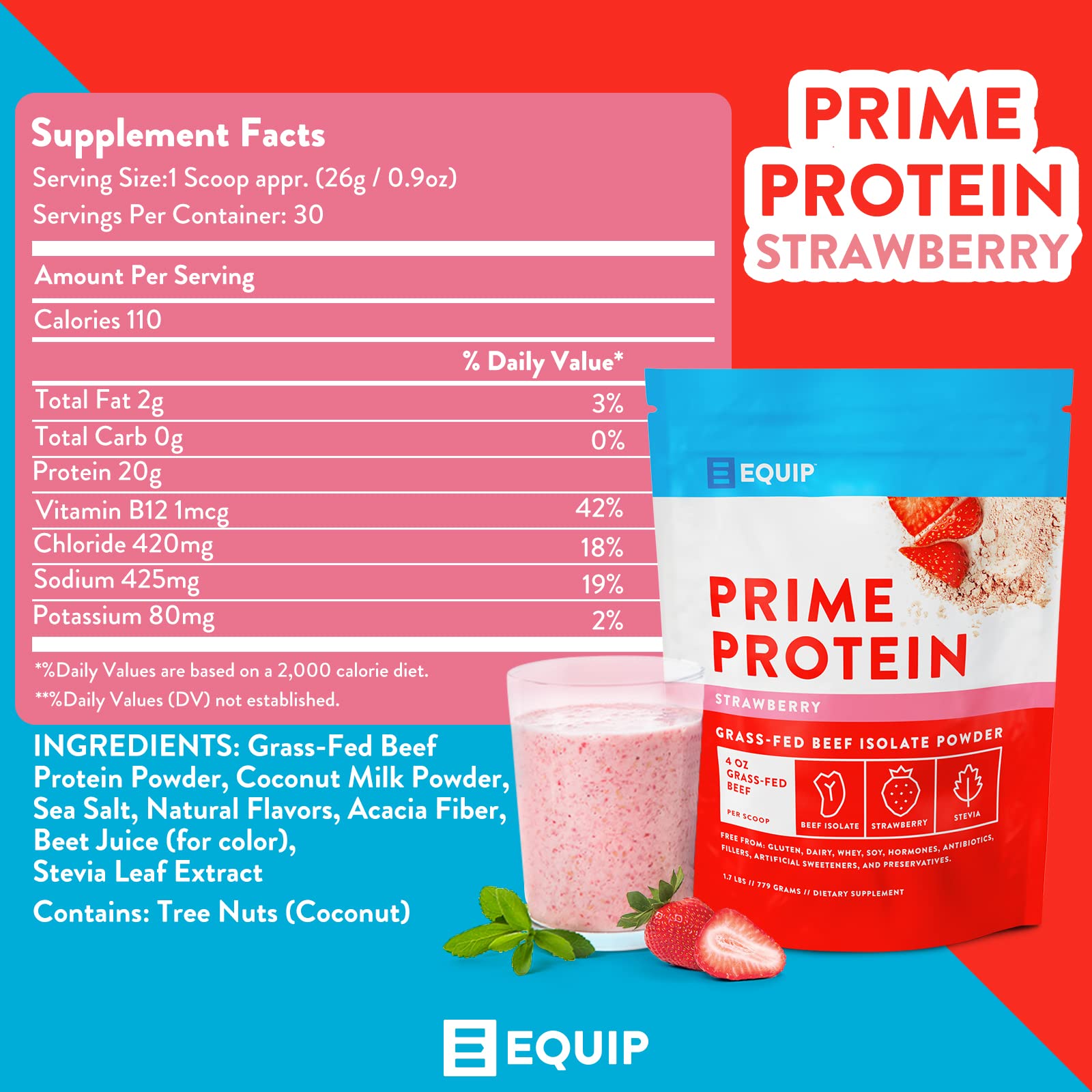 Equip Foods Prime Protein - Grass-Fed Beef Protein Powder Isolate -Paleo and Keto Equip uk supplements