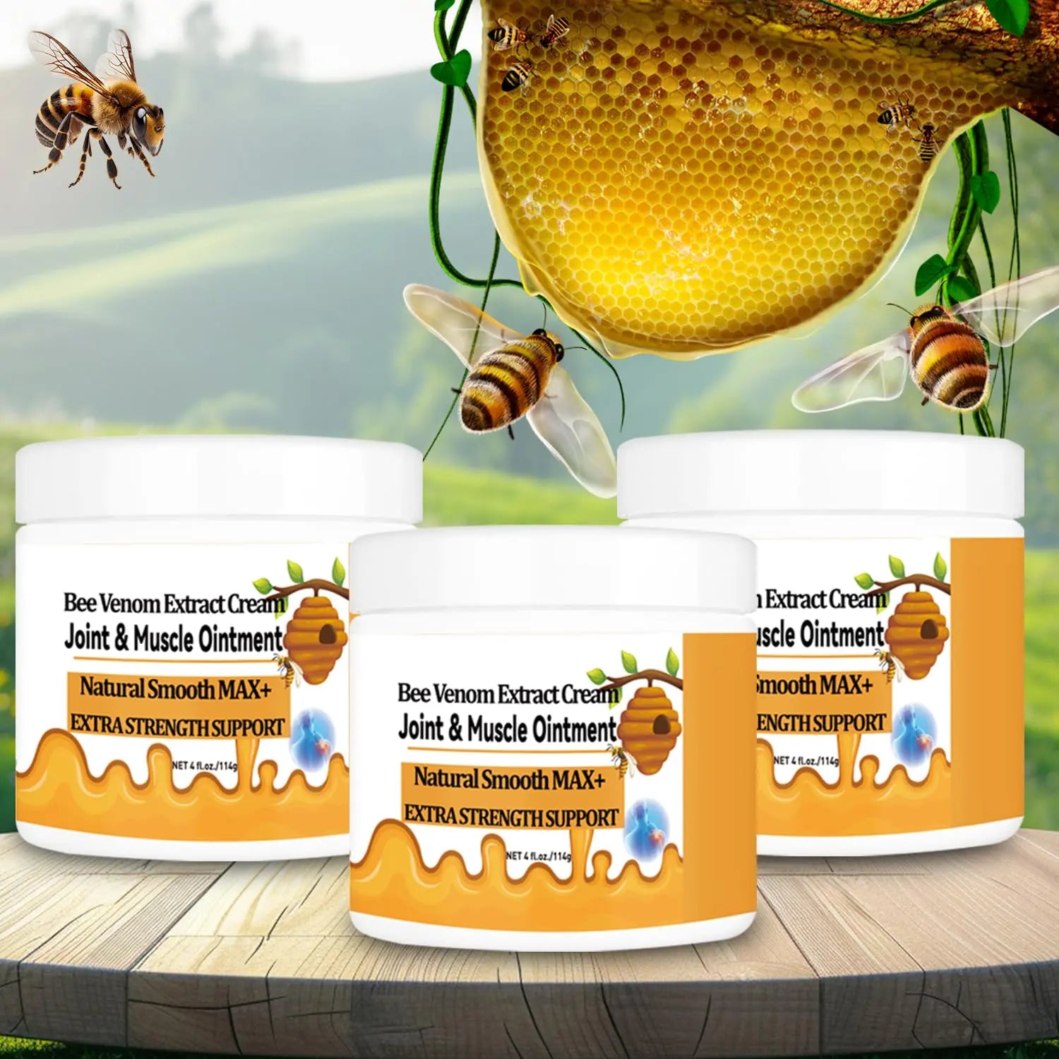 WONDROUSZ Bee Venom Joint Cream, Extra Strength Muscle & Bone Soothing Ointment, for Shoulder, Back, Neck, Hands, Feet, Leg, Knees, Ankle, Arthritis, Meniscus, for Adults, Seniors WONDROUSZ uk supplements