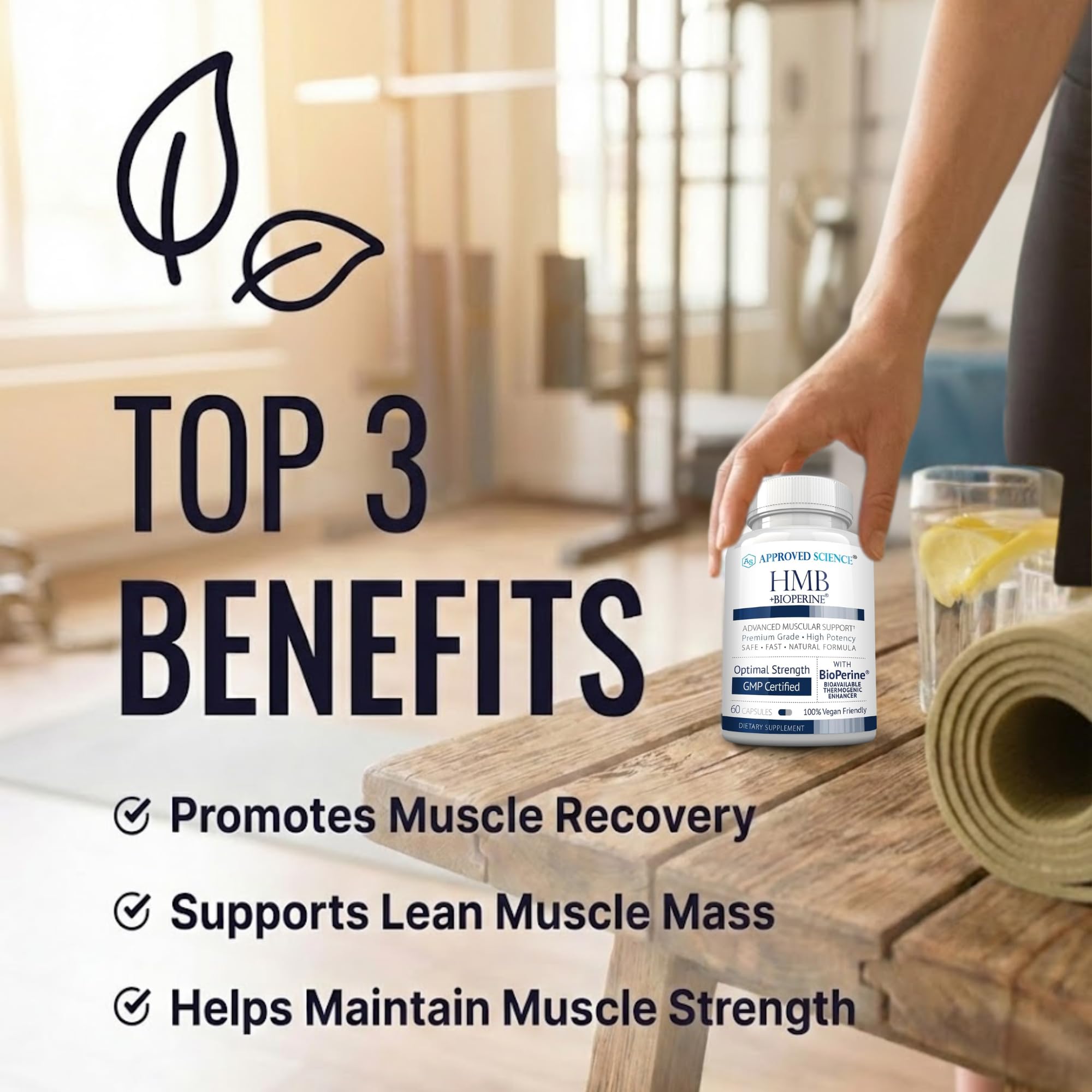Approved Science HMB - 1500mg High Potency HMB Supplement with Calcium & BioPerine for Absorption - Muscle Health & Exercise Performance - 60 Vegan Capsules - Pack of 3 Approved Science uk supplements