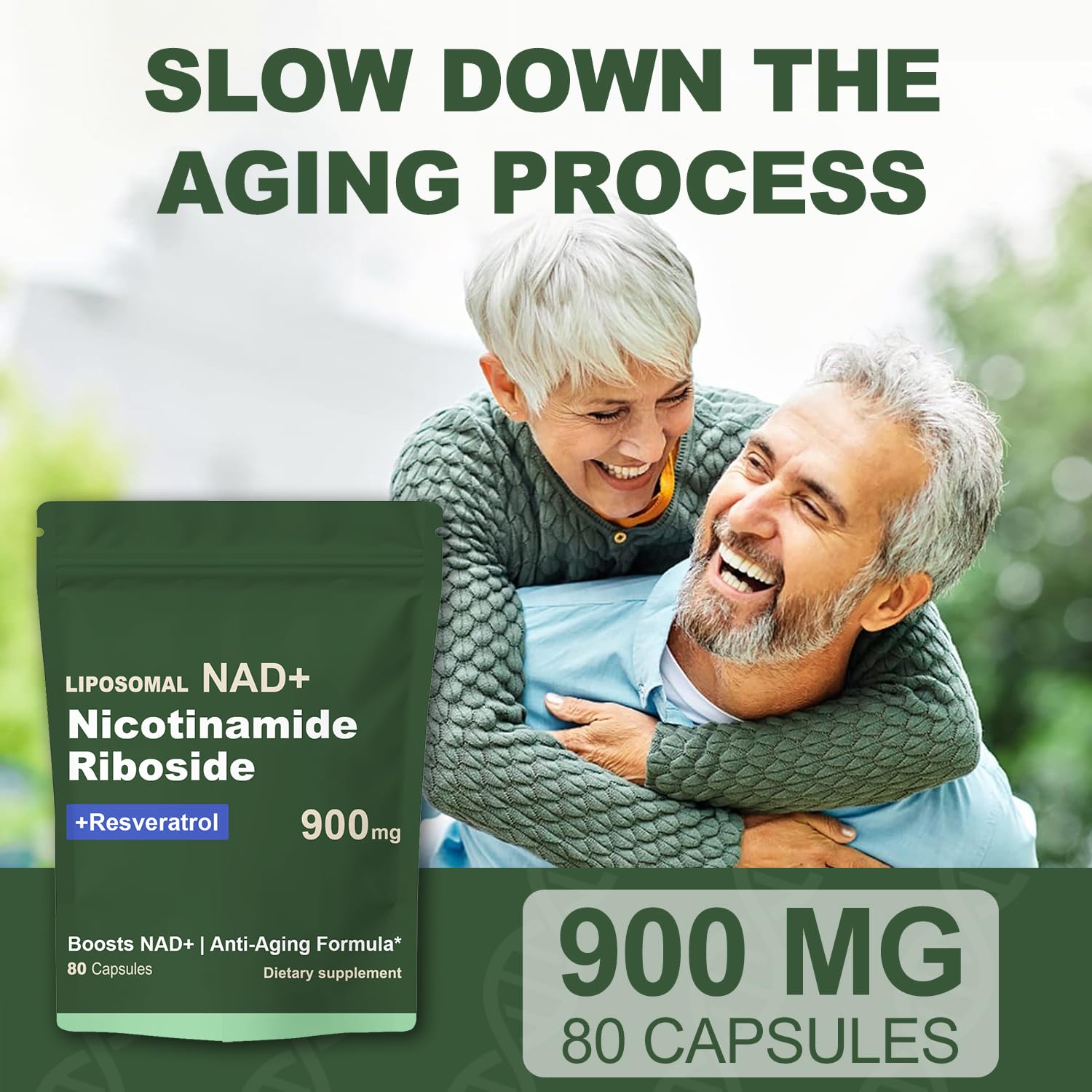 Quackiki NAD Resveratrol Supplement with NAD Nicotinamide Riboside Resveratrol 900 MG, Boost NAD+ for Cellular Health, Anti-Aging, Energy, Focus - 80 Capsules(2Pcs) Quackiki uk supplements