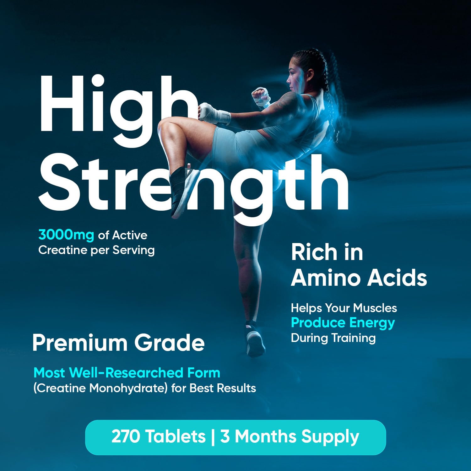 Creatine Monohydrate 3000mg - 270 Tablets - Gym Energy Supplement for Men & Women WeightWorld uk supplements