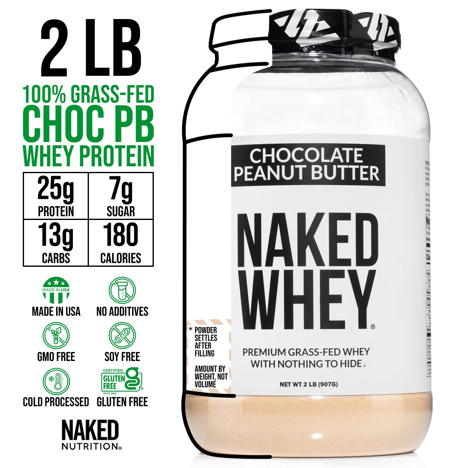 NAKED Whey Protein Powder (Chocolate PB, 2 LB) NAKED uk supplements
