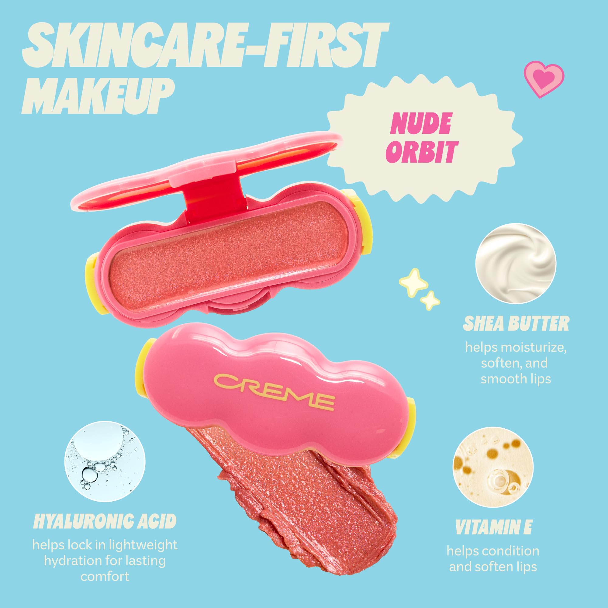 The Crème Shop Shimmer Pop Clip-On Lip Gloss | Korean Makeup, Cute Clip Accessory, Hydrating, Non-Sticky, Shea Butter, Hyaluronic Acid, Vitamine E- Nude Orbit The Crème Shop uk supplements