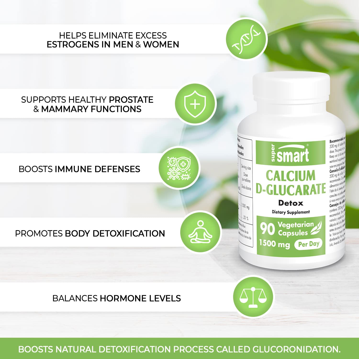 Supersmart - Calcium D-Glucarate 1500 mg Per Day - Antioxidant & Detox Supplement Supersmart uk supplements