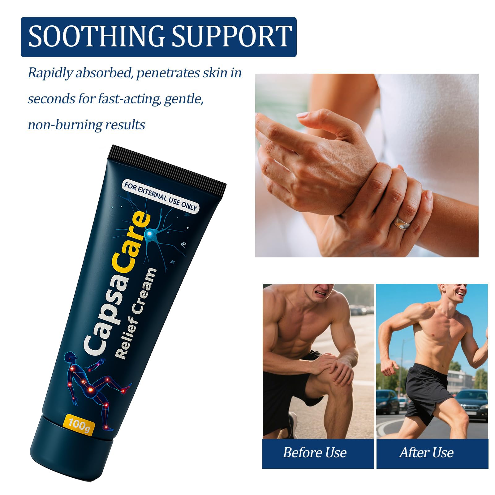 CapsaCare Neuropathy Relief Cream - with Capsaicin & Arnica, Menthol for Muscle & Joint Comfort, Fast Absorbing Formula for Feet, Hands, Legs, and Waist (2Pcs) MCArthur uk supplements