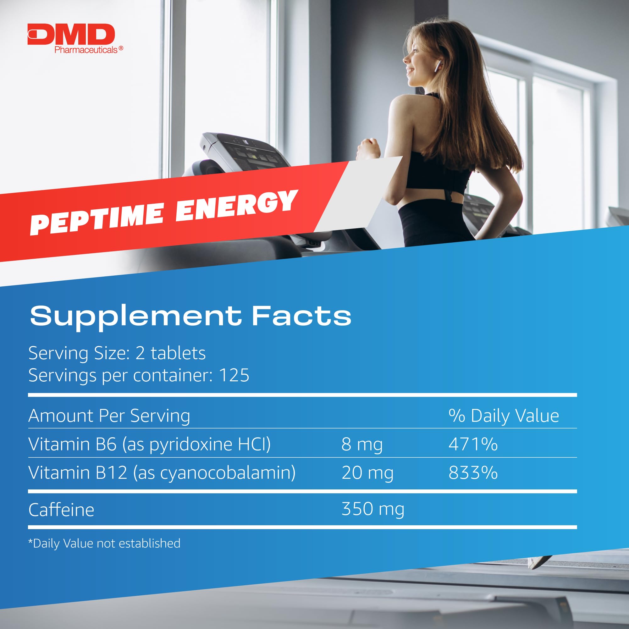 PEPTIME Energy Tablets, Vitamin B6 and B12 Caffeine Pills, 350 mg Caffein PEPTIME Energy uk supplements