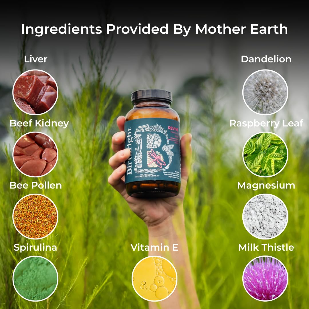 Birthright Female Hormone Support for, Energy, Fertility, Menstrual Cycle, Ovulation, Pregnancy and Menopause… All Natural, Animal Based, Liver, Kidney, Magnesium, Red Raspberry, Herbal Blend Revive Birthright uk supplements
