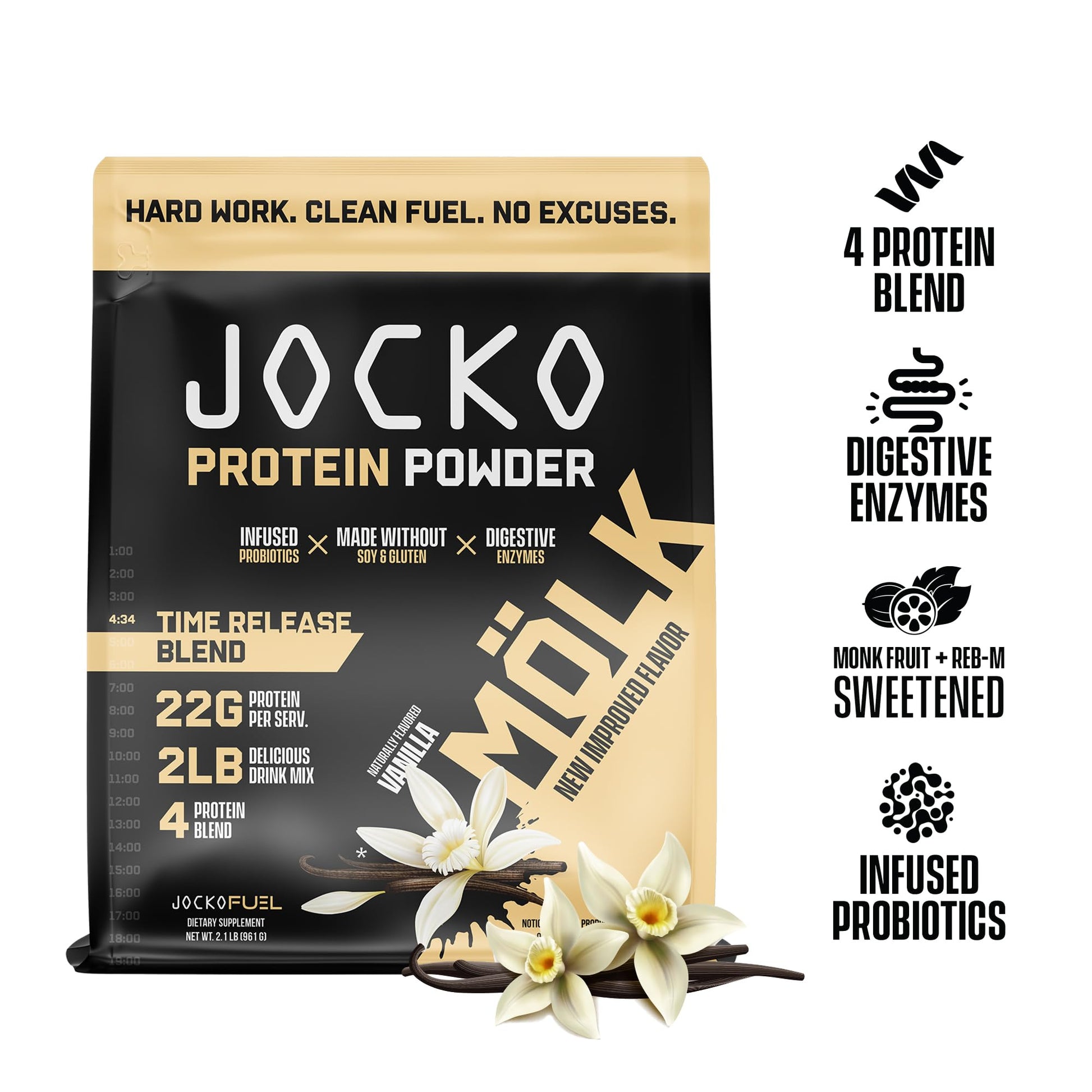 Jocko Mölk Whey Protein Powder (Vanilla) - Keto, Probiotics, Grass Fed, Digestive Enzymes Jocko Fuel uk supplements