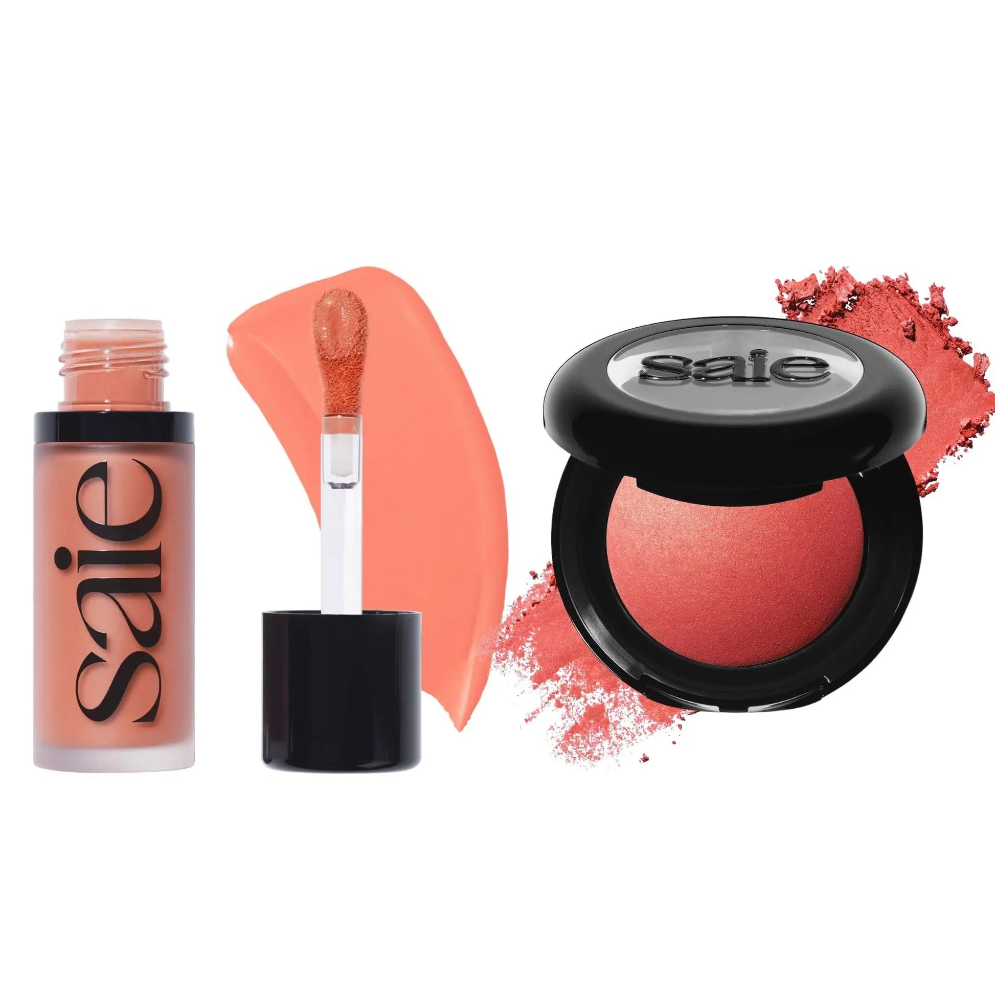 Saie Cheek Flush Duo - Dew Liquid Blush (.40 oz, Hottie), SuperSuede Baked Powder Blush (.01 oz, Stella) - Layerable, Skin-Nourishing Blushes for a Seamless Radiant Finish Saie uk supplements