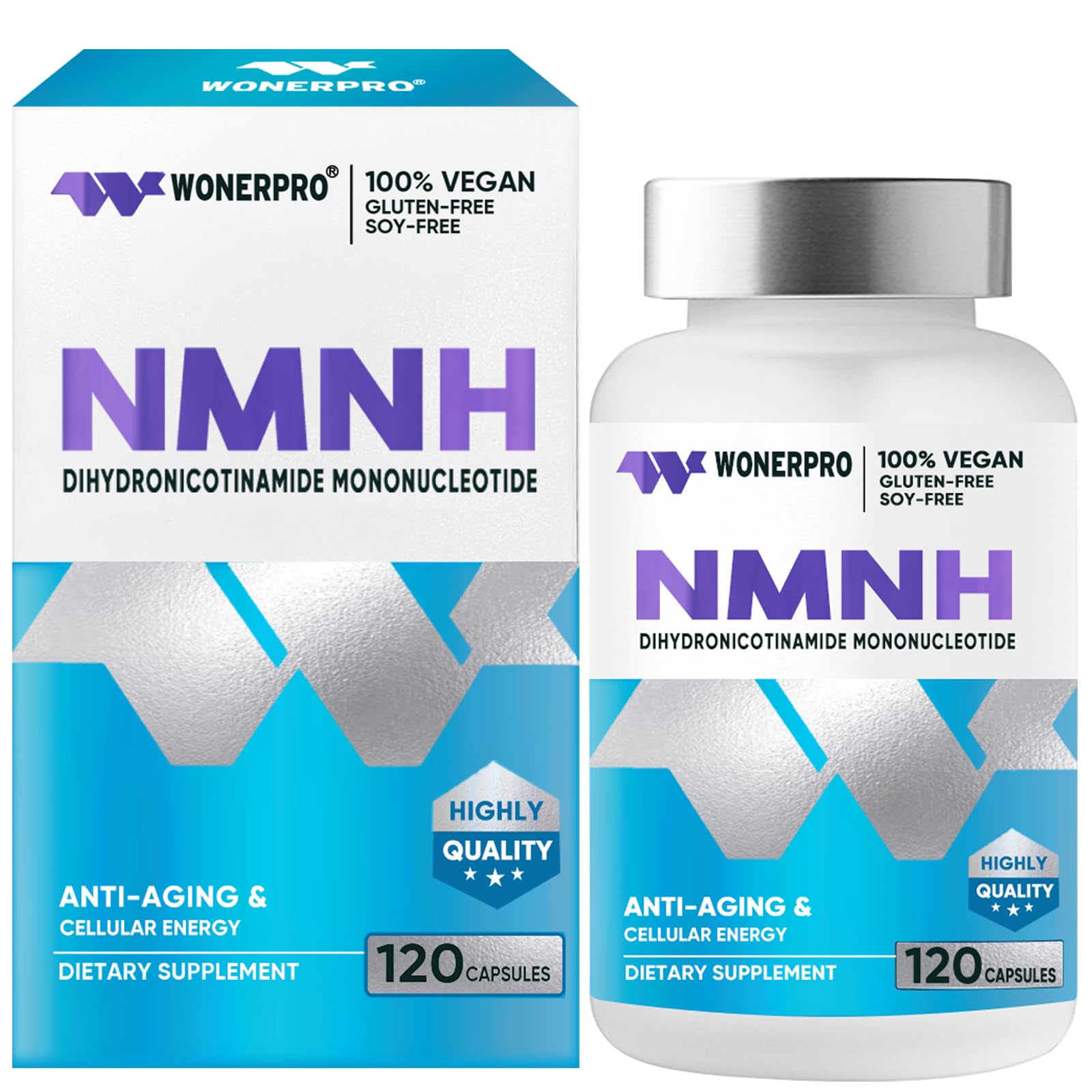 WONERPRO NMNH (NMN Supplement Alternative)，1000mg Per Serving NAD Supplement to Boost NAD+ Levels as We Age, for Anti Aging, Energy, Focus - 120 Capsule WONERPRO uk supplements