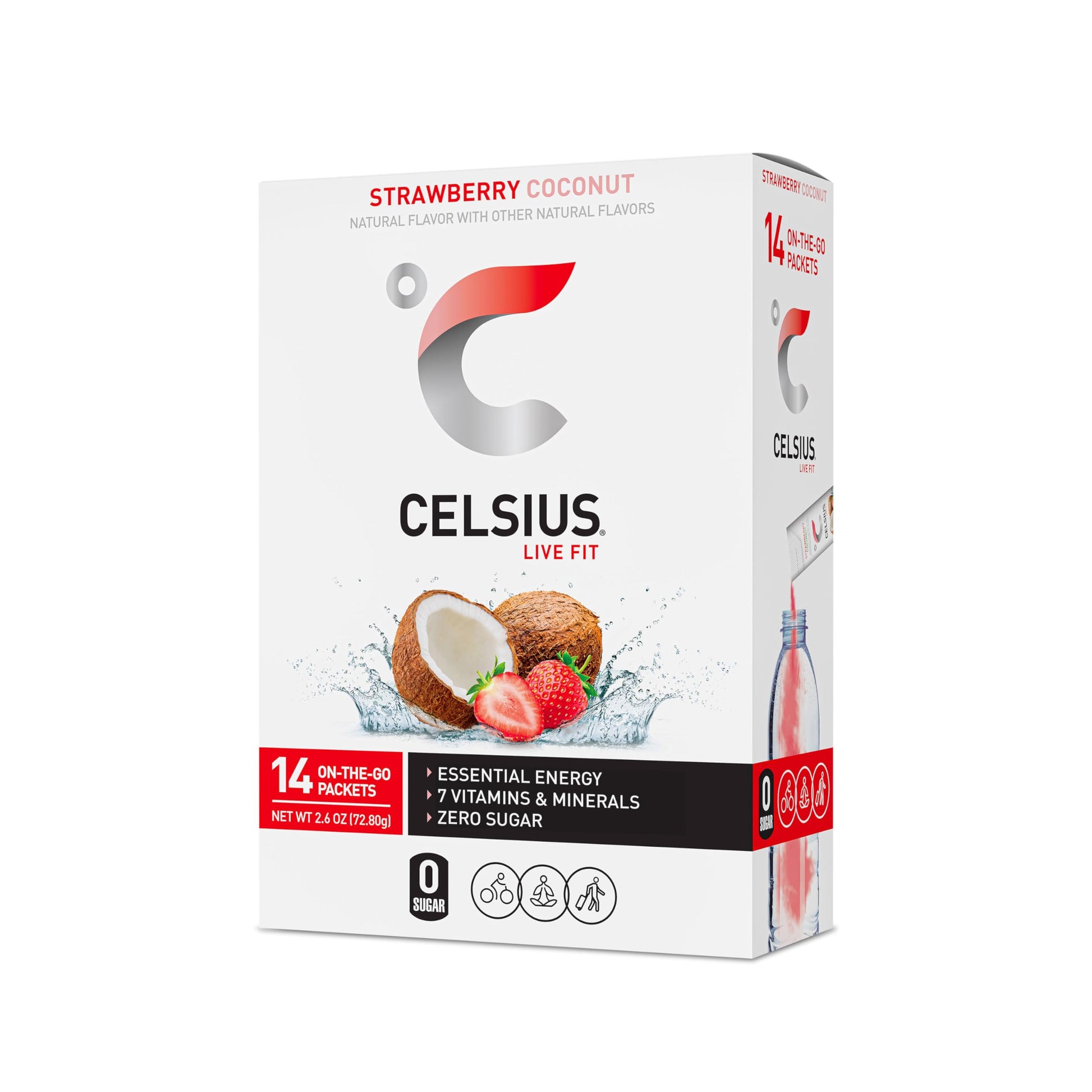 CELSIUS On-the-Go Essential Energy Drink Mix, Strawberry Coconut (14 Stick Pack) CELSIUS uk supplements